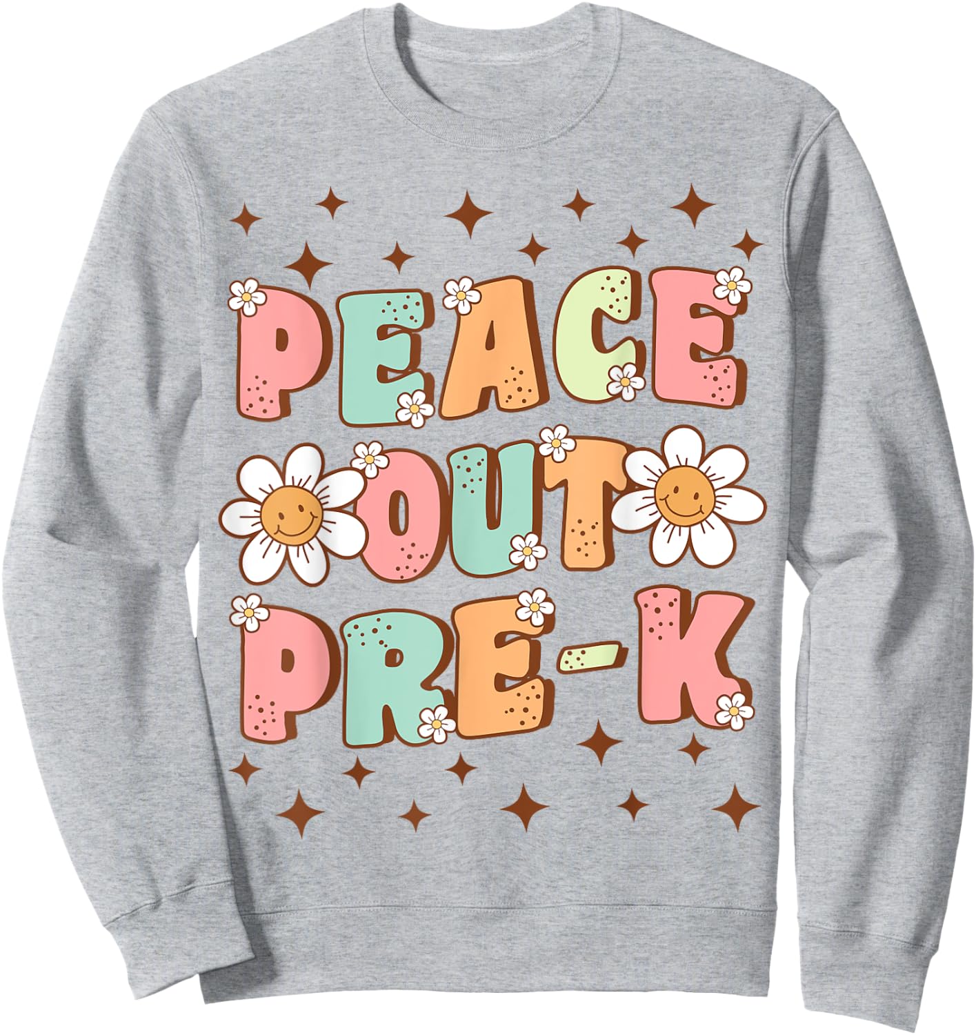Peace Out Pre-K Cute Groovy Last Day of Preschool Graduation Sweatshirt - Sweatshirt | Ash