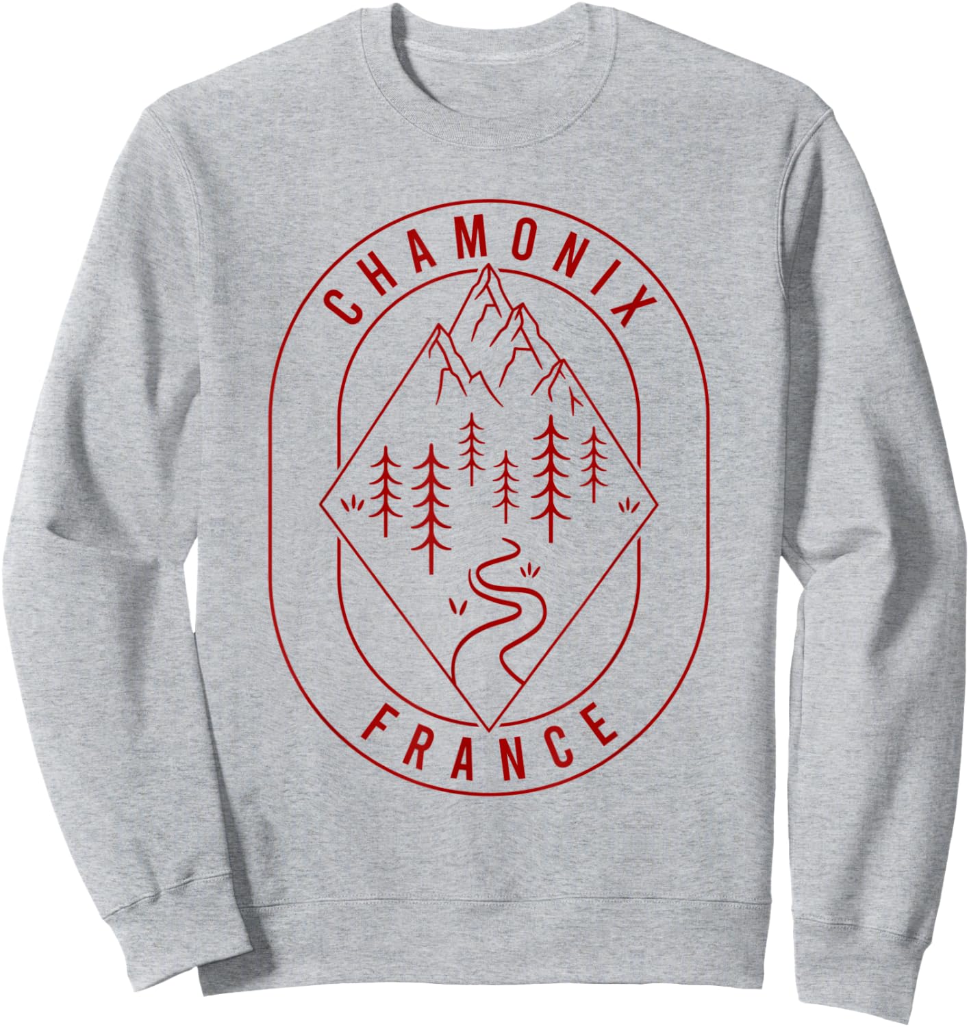 Chamonix Mountains France Hiking Outdoors Minimal Sweatshirt - Sweatshirt | Ash