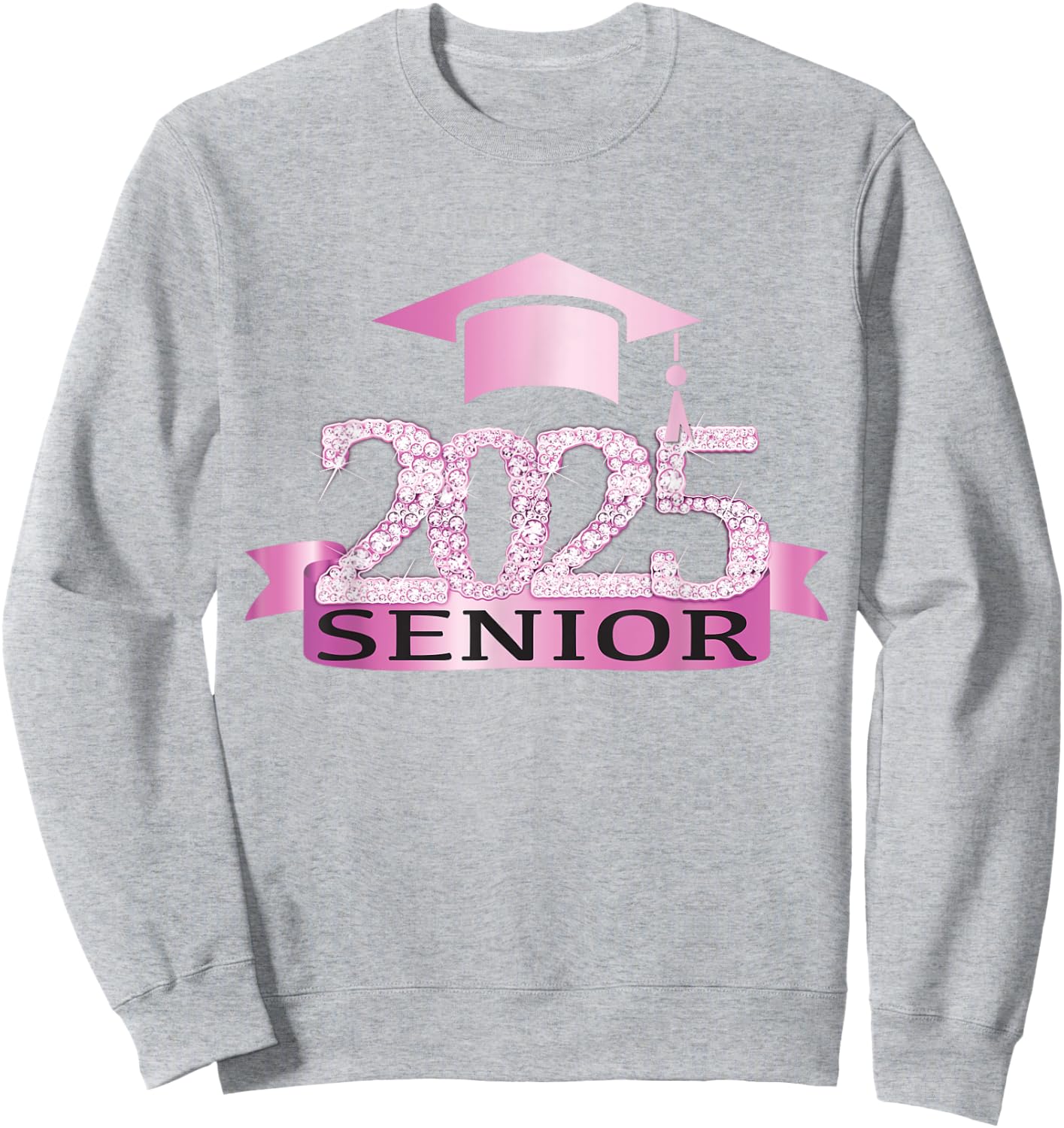 Proud Senior Of 2025 Cap Graduation Year Decor Pink Sweatshirt - Sweatshirt | Ash