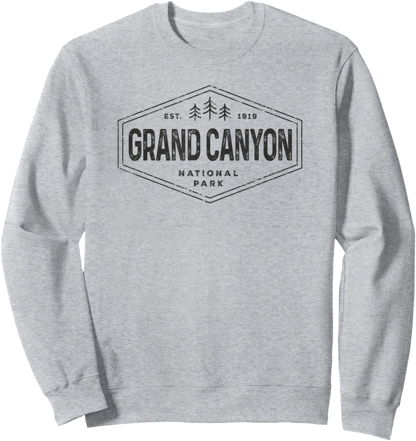 Grand Canyon National Park Shirt Vintage Hexagon Badge Hike Sweatshirt - Sweatshirt | Ash