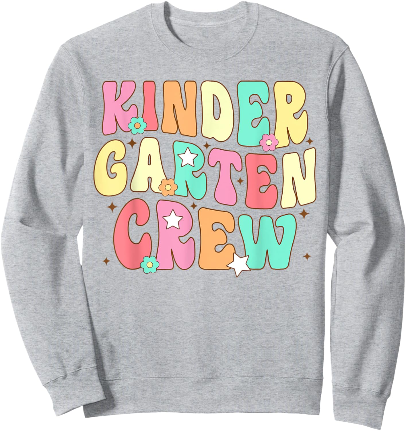 Kinder Teacher Squad Groovy Kindergarten Crew Men Women Girls Kids Sweatshirt - Sweatshirt | Ash