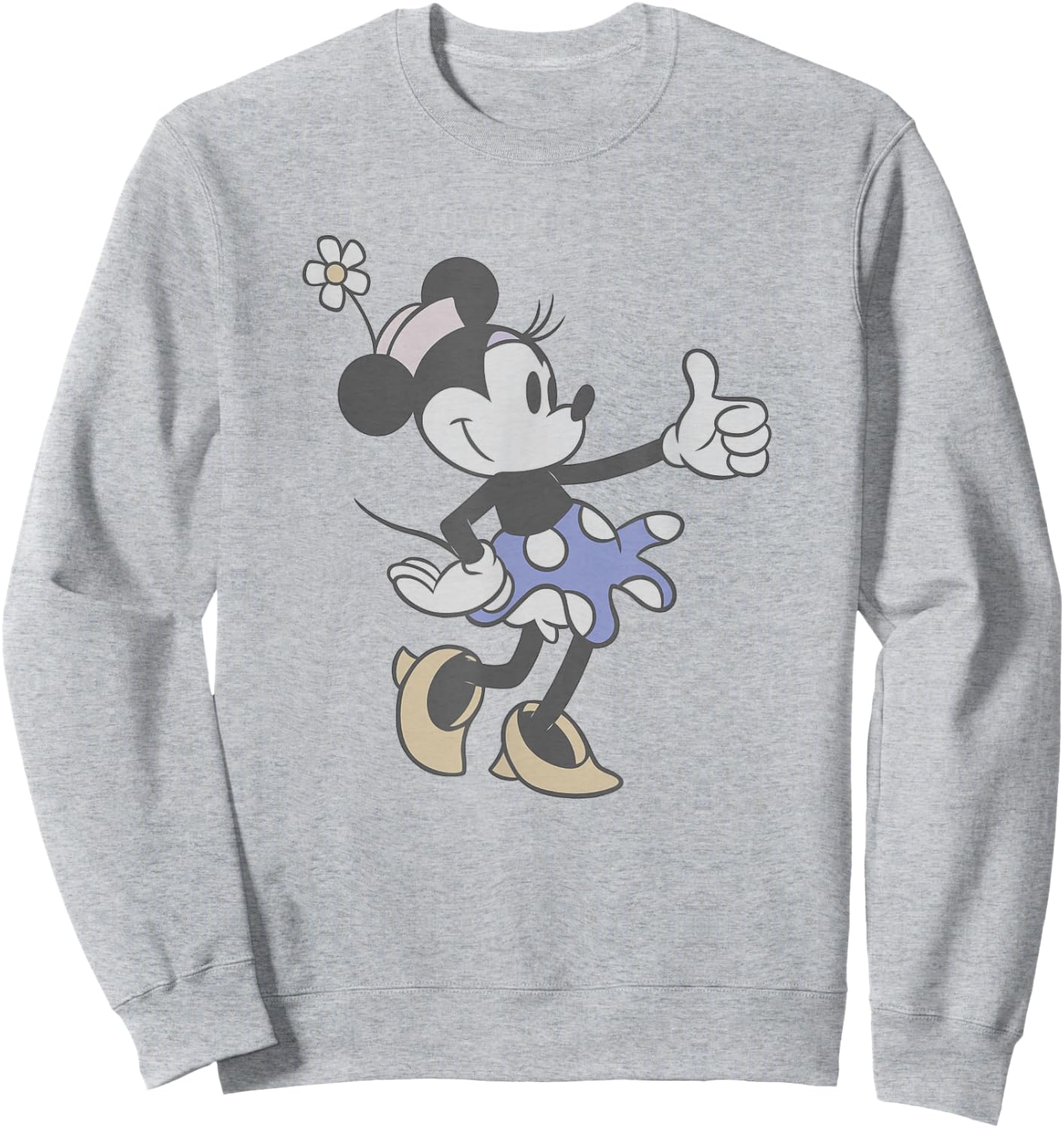 Disney Minnie Mouse Retro Thumbs Up Classic Wink Portrait Sweatshirt - Sweatshirt | Ash