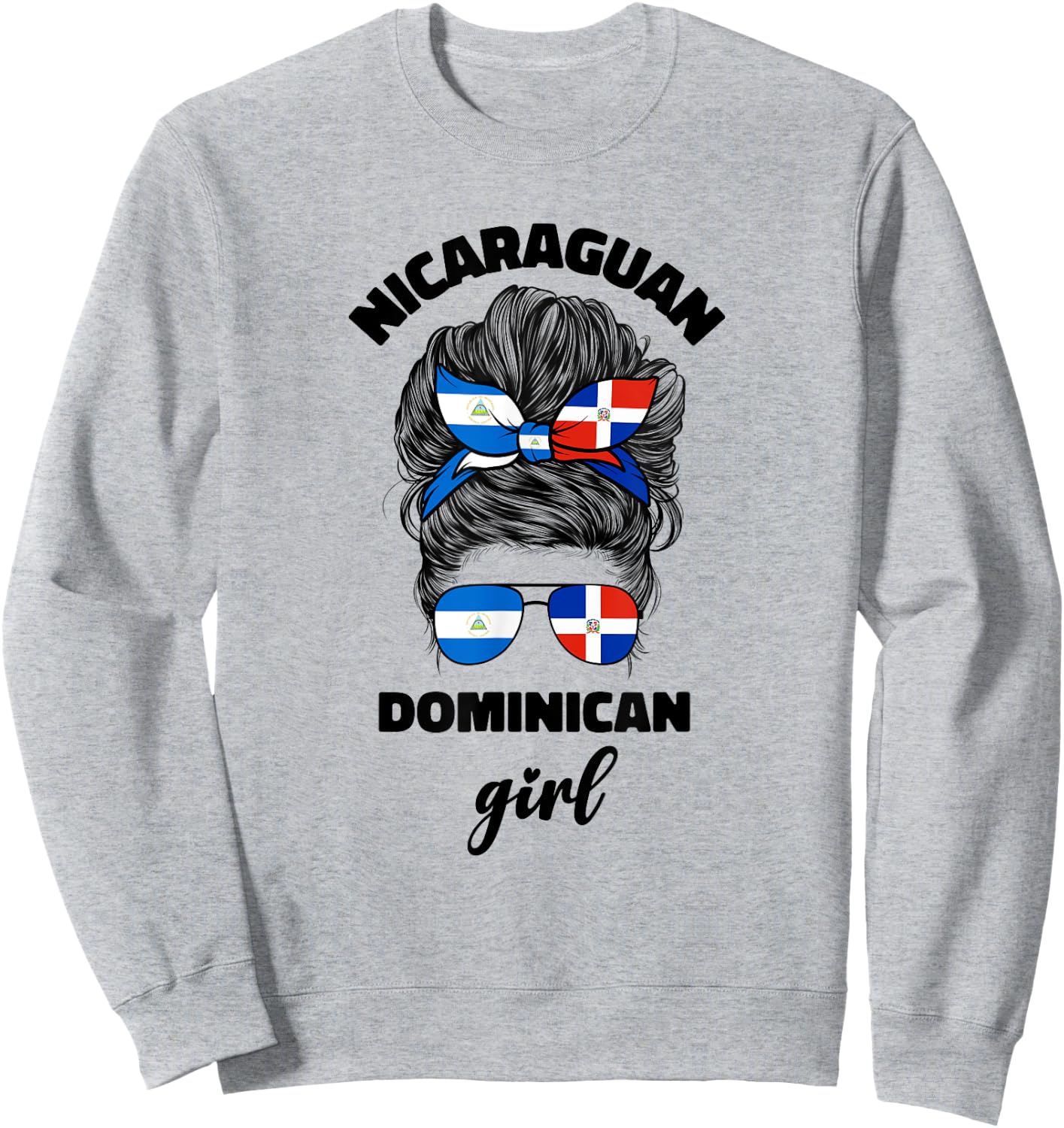 Half Dominican And Nicaraguan Nicaragua Flag Girl Women Mix Sweatshirt - Sweatshirt | Ash