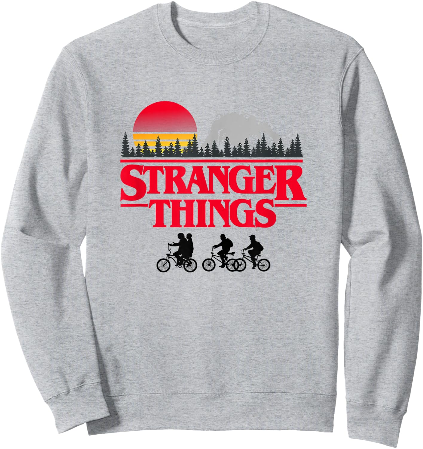 Stranger Things Retro Vintage Sunset Group Bike Silhouettes Sweatshirt - Sweatshirt | Ash