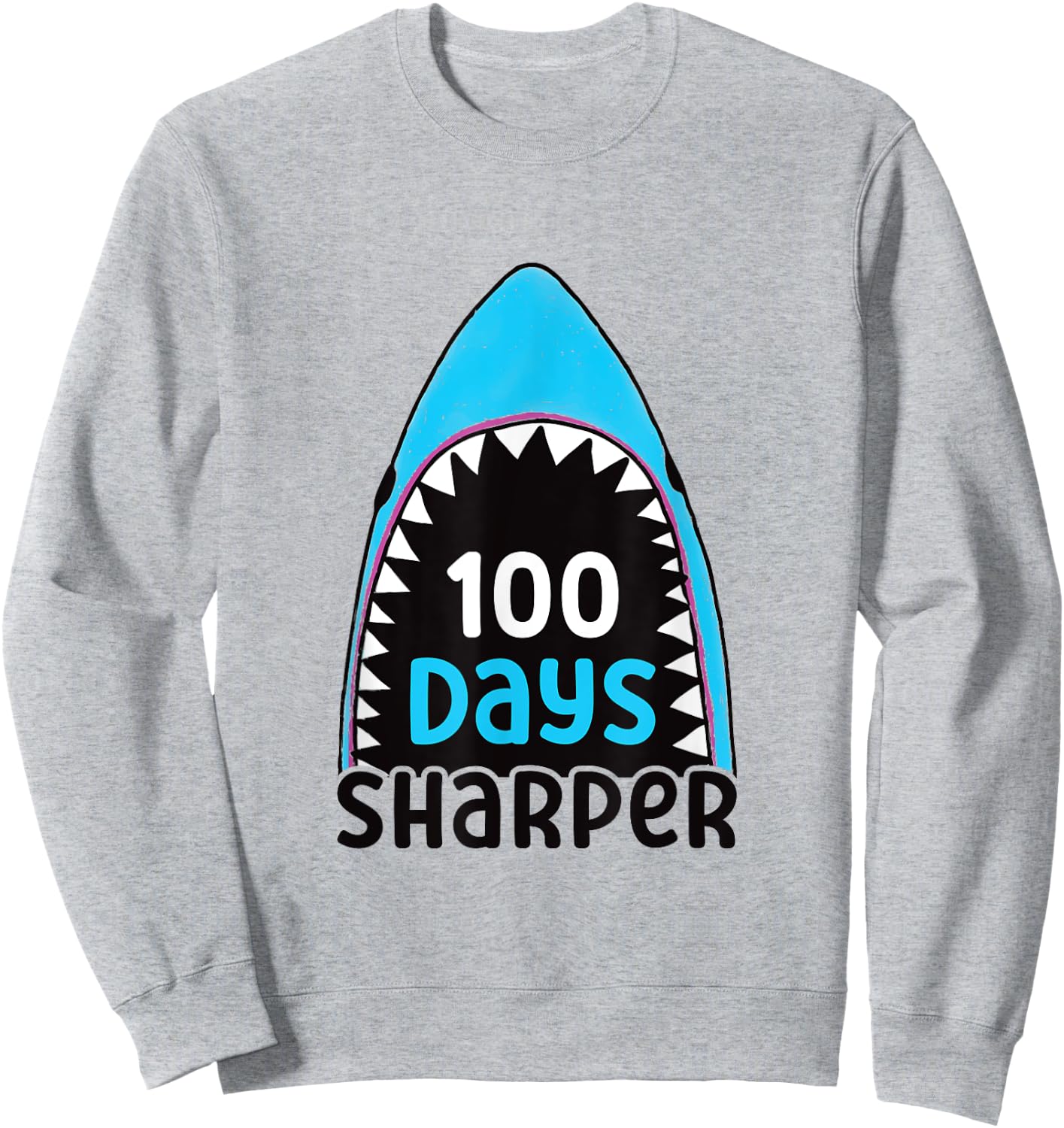 100 Days Sharper Boys Shark 100th Day of School Sweatshirt - Sweatshirt | Ash