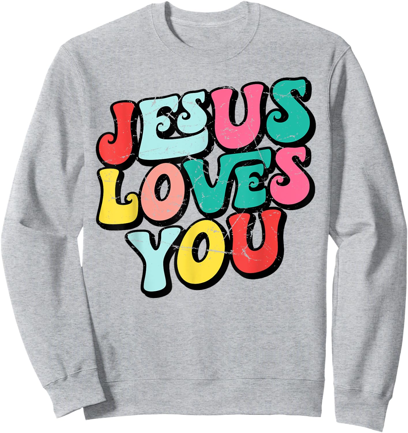 Jesus Loves You Retro Vintage Style Graphic Men Sweatshirt - Sweatshirt | Ash
