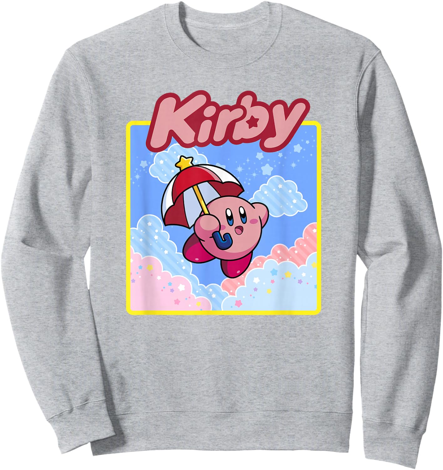 Kirby Floating in The Clouds Pastel Kawaii Nintendo Panel Sweatshirt - Sweatshirt | Ash