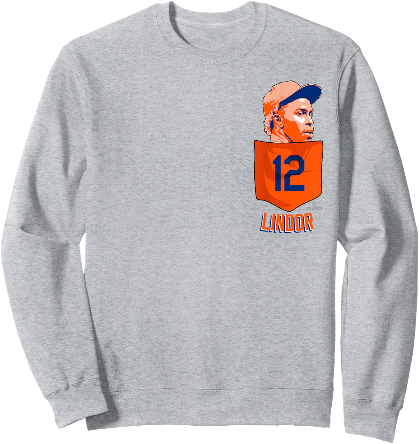 Francisco Lindor New York Baseball Pocket MLBPA Sweatshirt - Sweatshirt | Ash