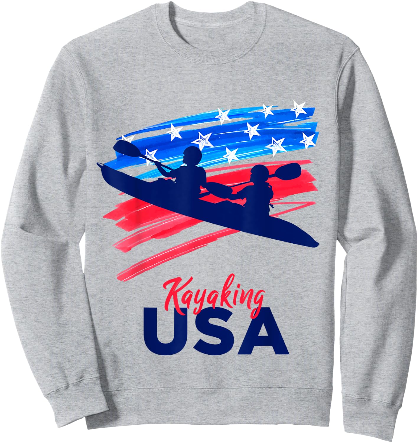 Kayaking Support the Team Kayaking Kayaker USA Flag Sweatshirt - Sweatshirt | Ash