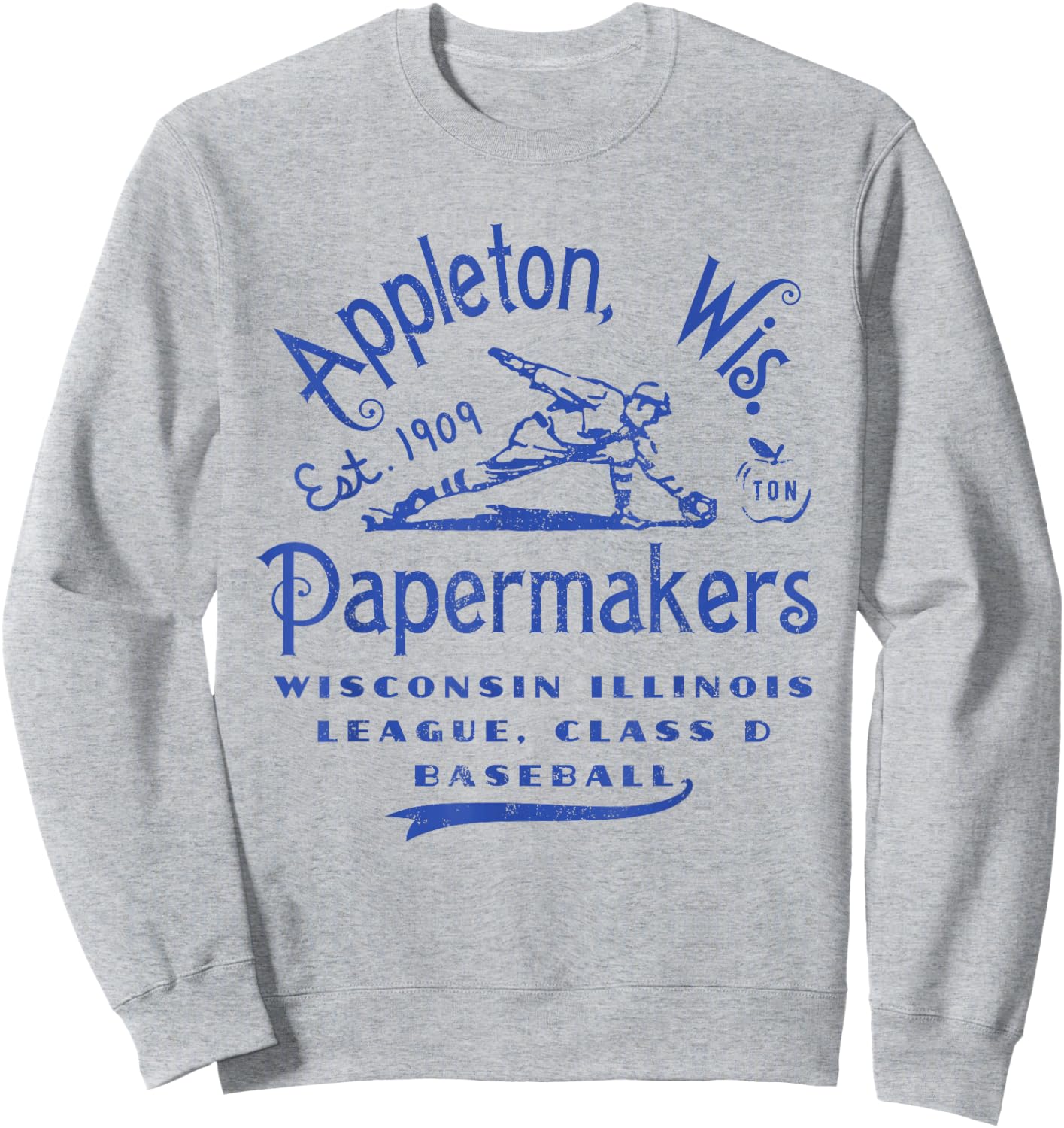 Appleton Papermakers Wisconsin Vintage Defunct Baseball Sweatshirt - Sweatshirt | Ash