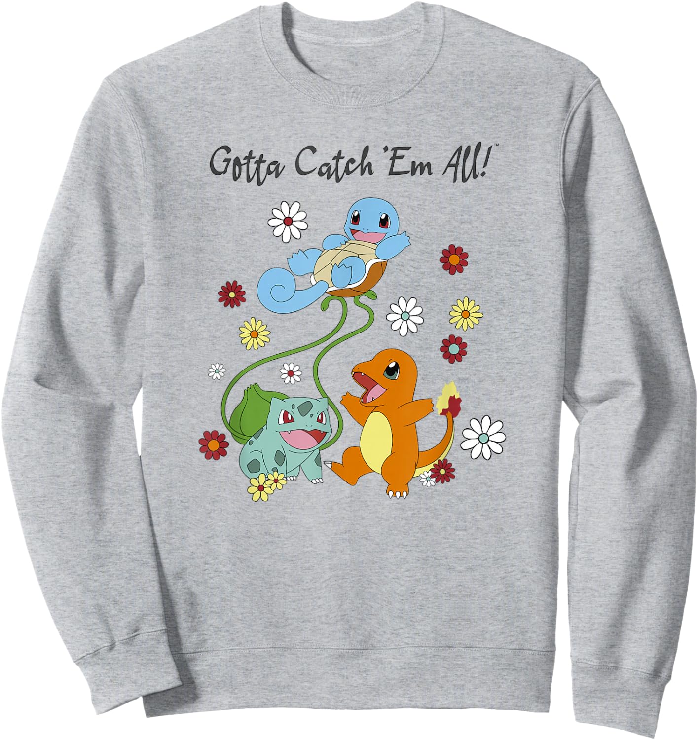 Pokémon Group Shot Starters Gotta Catch' Em All Floral Sweatshirt - Sweatshirt | Ash