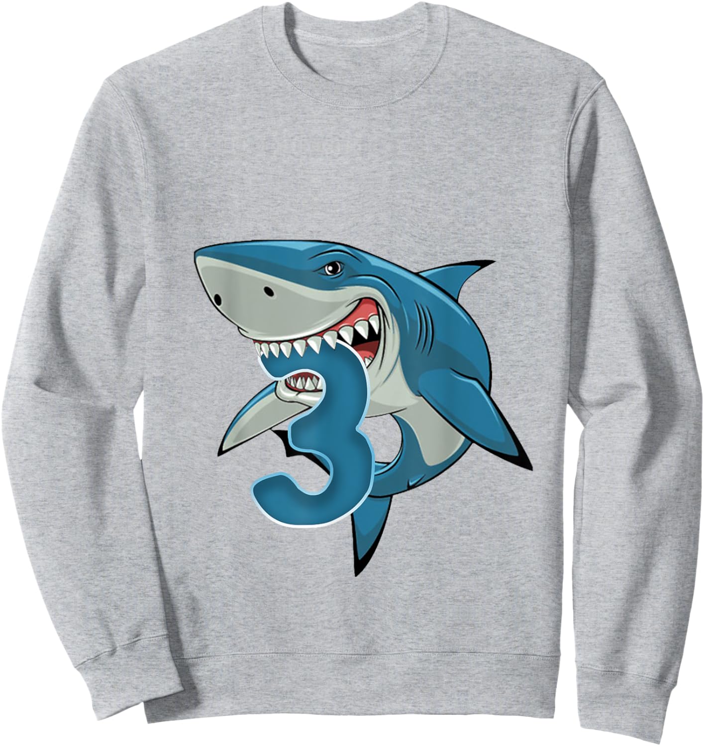 Kids 3rd Birthday Shark 3 Years Old Birthday Shark Theme Sweatshirt - Sweatshirt | Ash