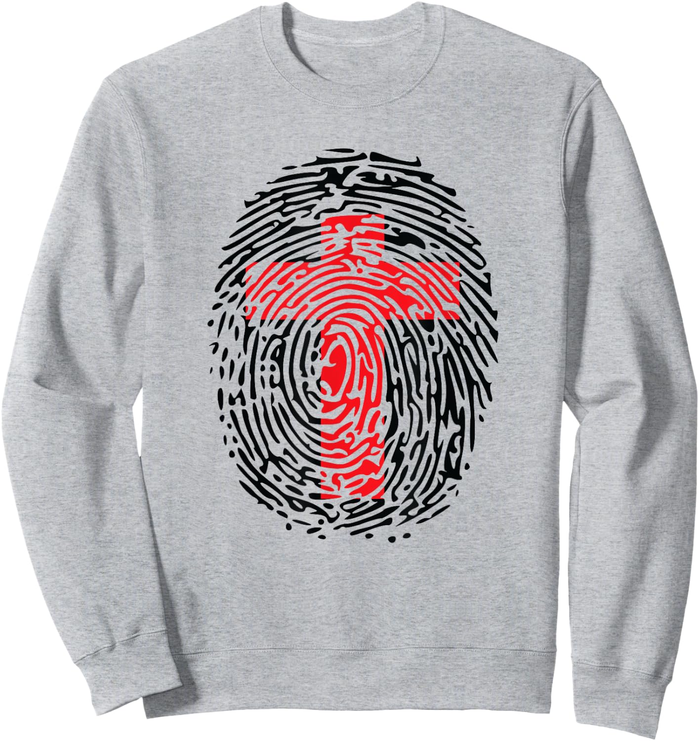 Christian Cross Fingerprint of Christ Sweatshirt - Sweatshirt | Ash