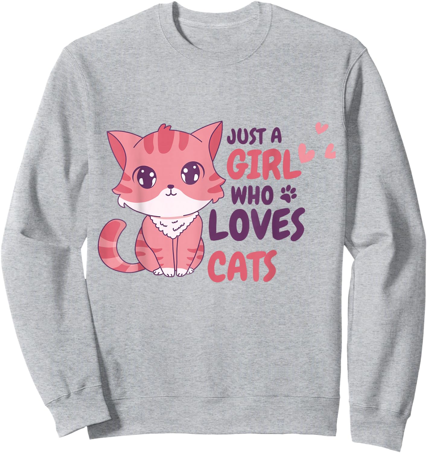 Just A Girl Who Loves Cats Cute Cat Shirt Gifts Kids Girls Sweatshirt - Sweatshirt | Ash