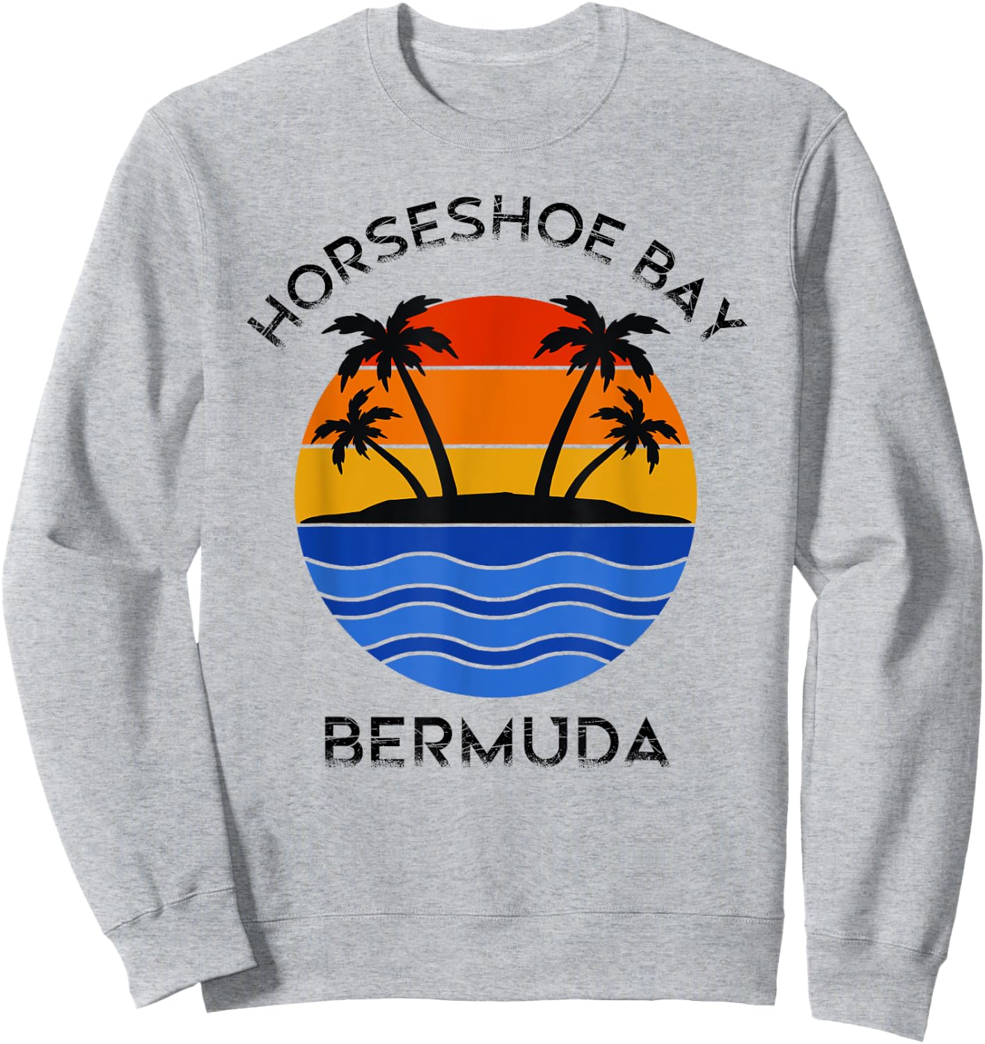 Bermuda Lover's Retro "Horseshoe Bay, Bermuda" Apparel Sweatshirt - Sweatshirt | Ash