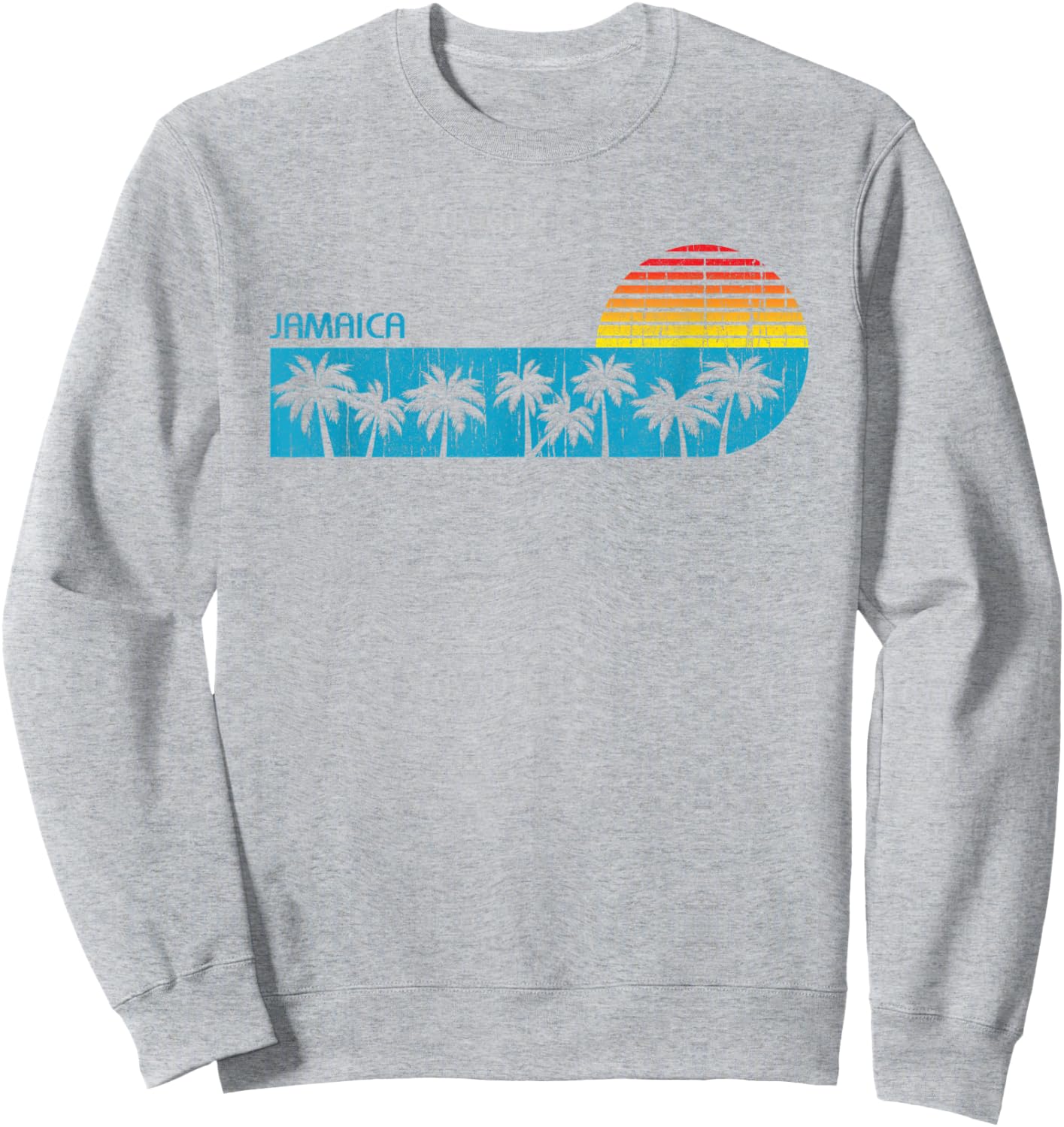 Vintage Jamaica Beach Vacation Palm Trees Caribbean Cruise Men Women Kids Sweatshirt - Sweatshirt | Ash
