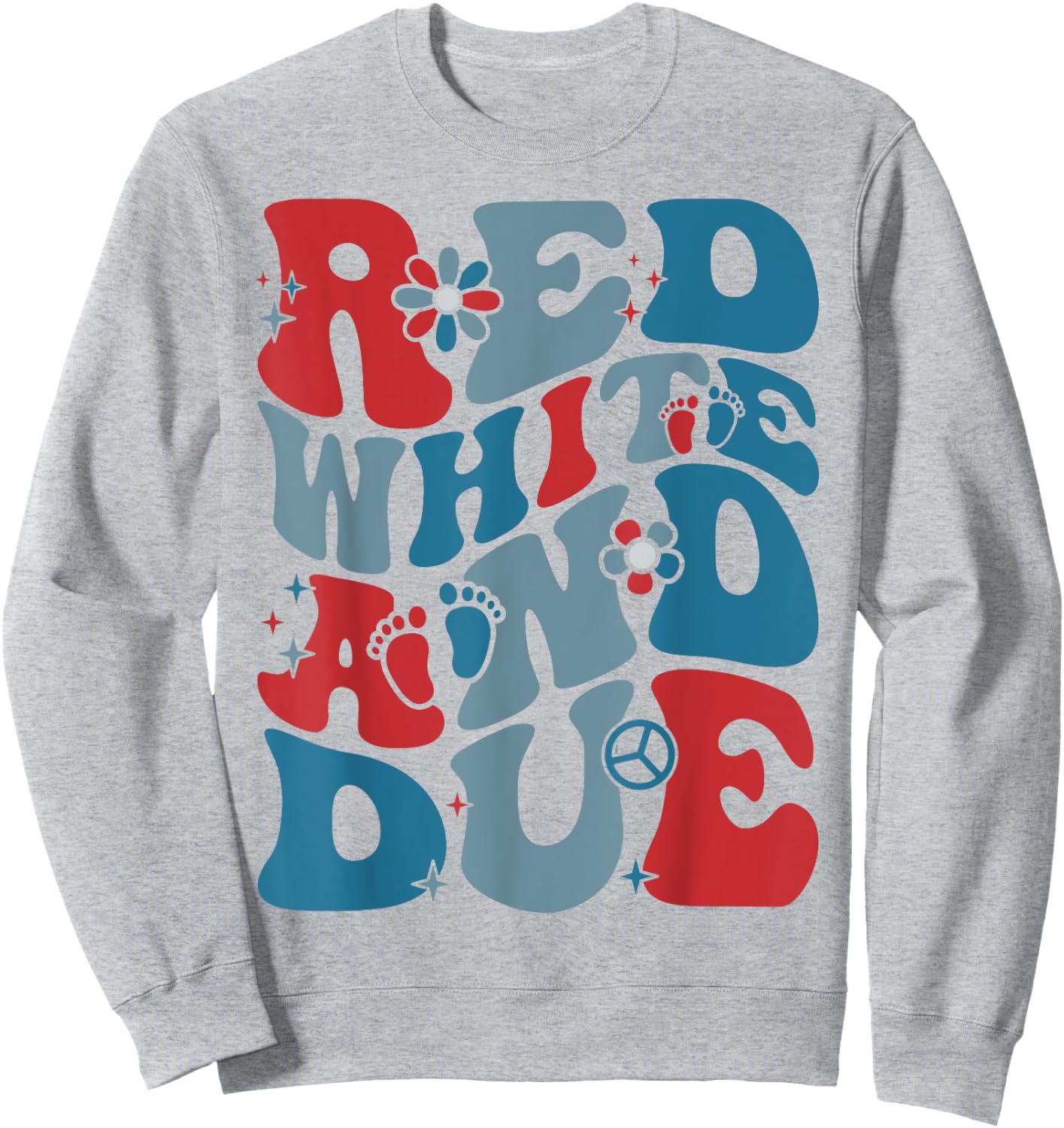 Groovy Red White And Due Baby Shower 4th of July Pregnancy Men Sweatshirt - Sweatshirt | Ash