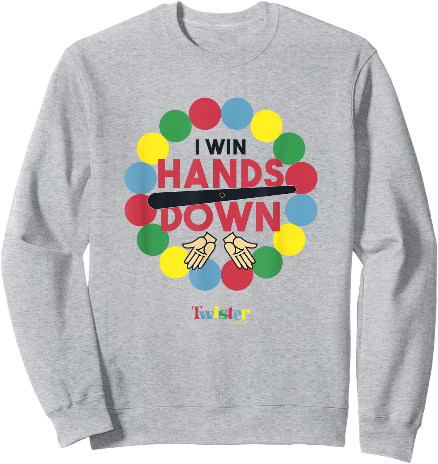Twister Vintage Retro I Win Hands Down Classic Game Logo Sweatshirt - Sweatshirt | Ash