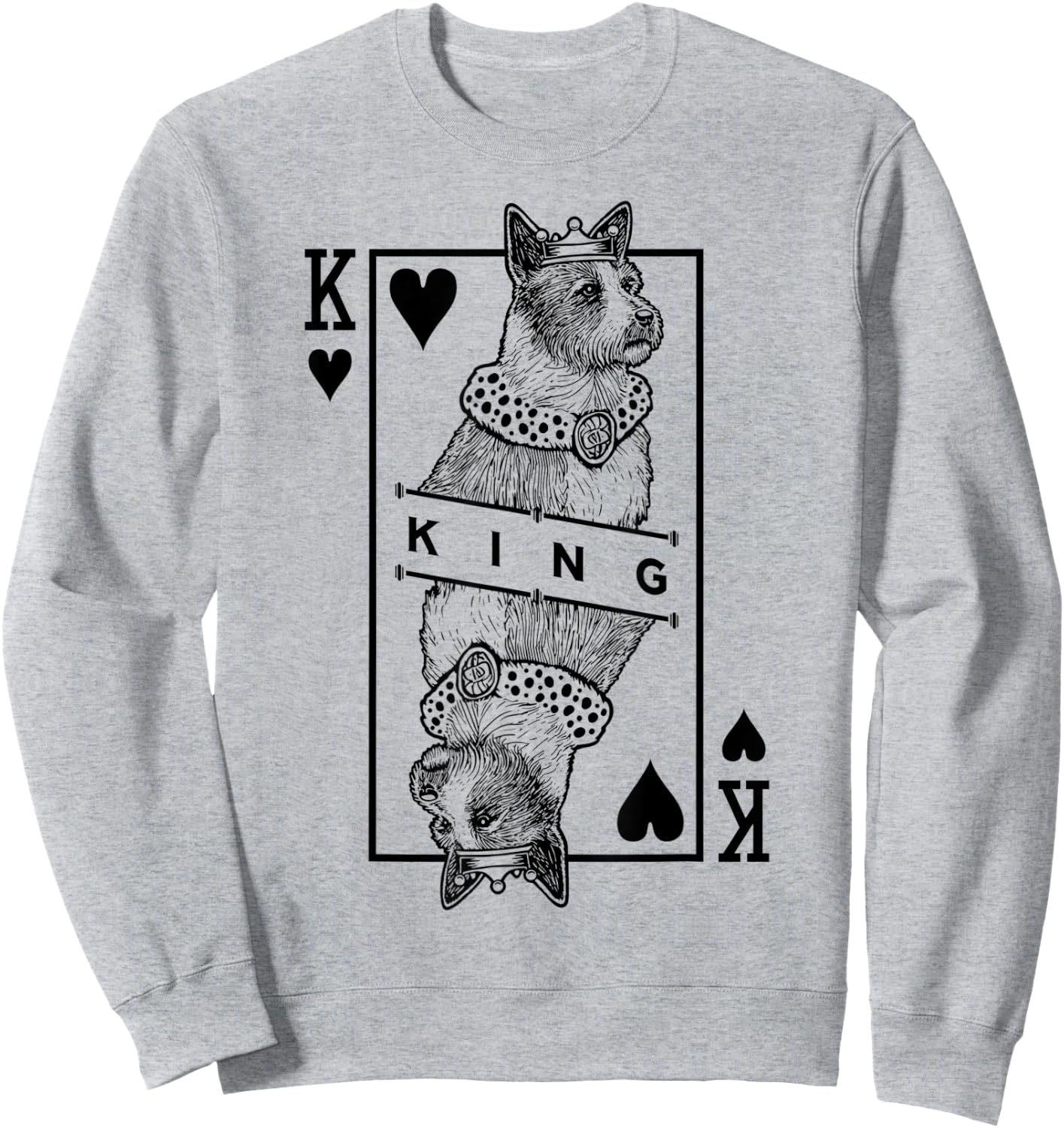 Portuguese Podengo Pequeno King Of Hearts Funny Dog Lover Sweatshirt - Sweatshirt | Ash