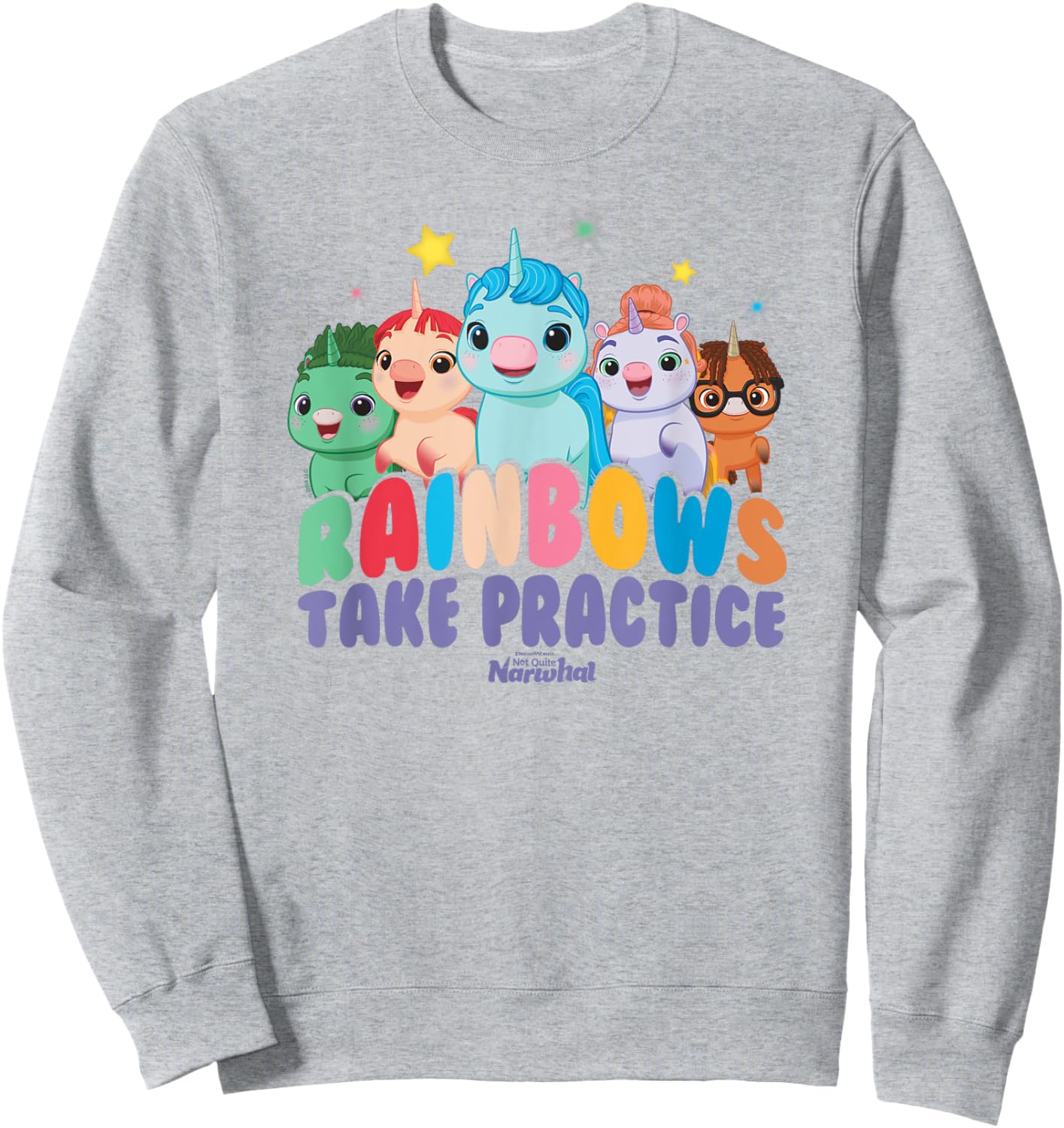 DreamWorks Not Quite Narwhal Rainbows Take Practice Sweatshirt - Sweatshirt | Ash