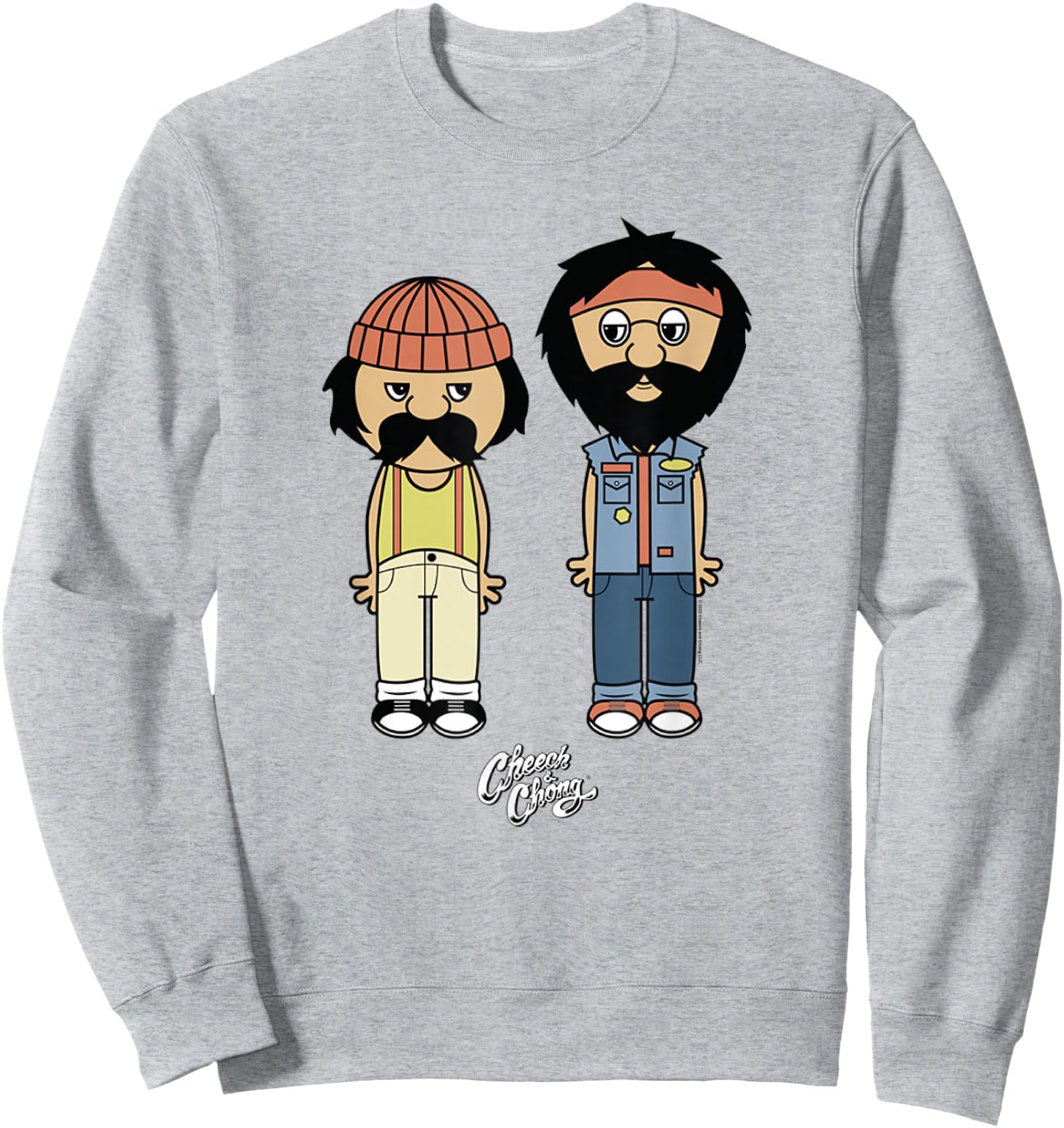 Cheech & Chong Toon Style Full Bodies With Classic Logo Sweatshirt - Sweatshirt | Ash