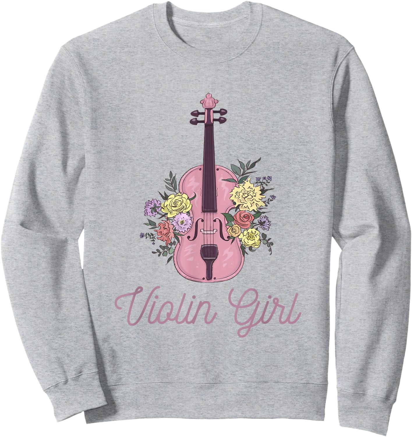 Violin with Flowers Accessory Violin Girl Sweatshirt - Sweatshirt | Ash