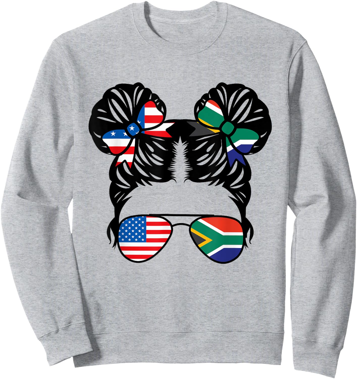 Half American South African Girl USA Africa Flag Patriot Sweatshirt - Sweatshirt | Ash