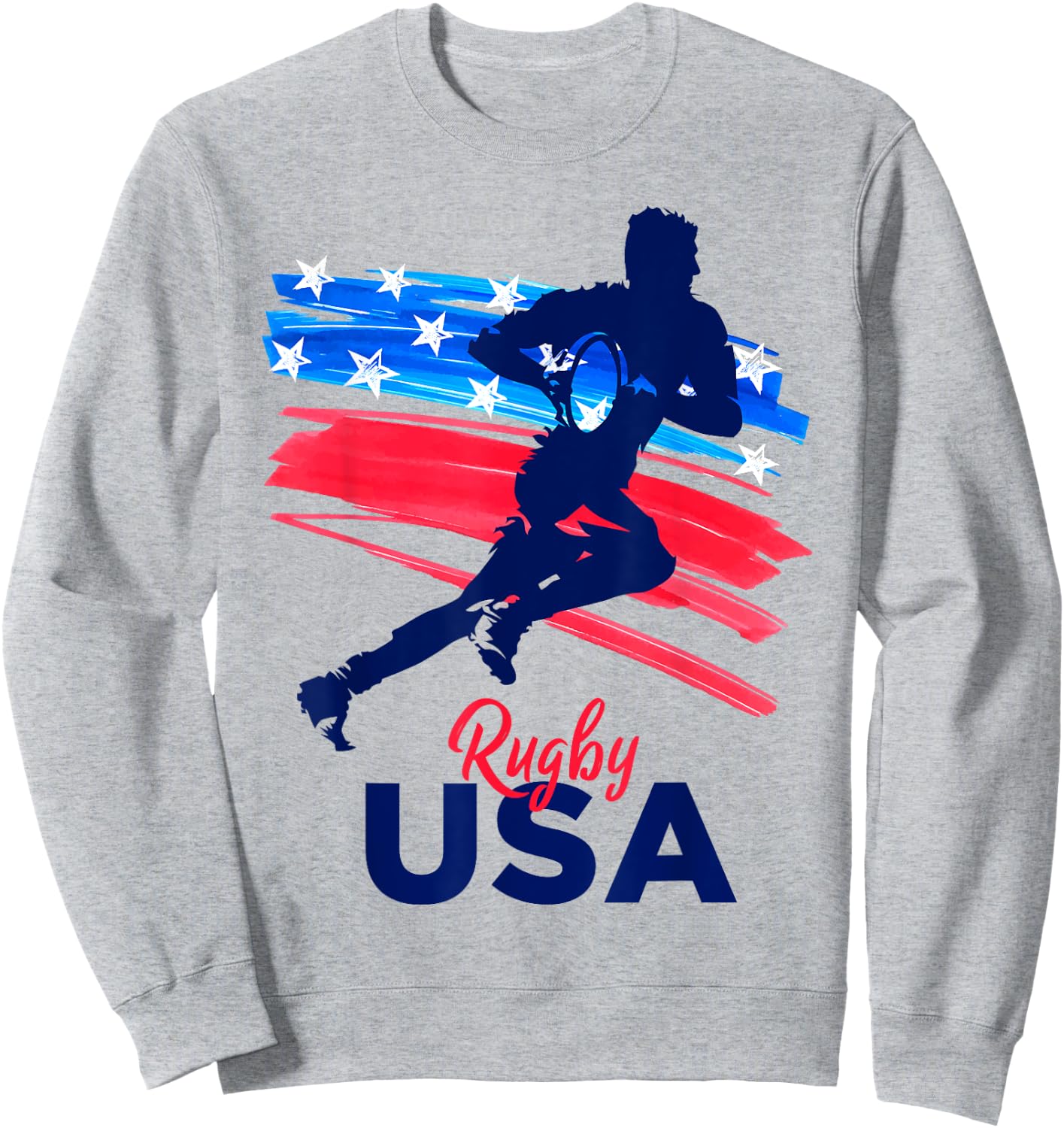 Rugby Football Support the Team Rugby Player USA Flag Sweatshirt - Sweatshirt | Ash