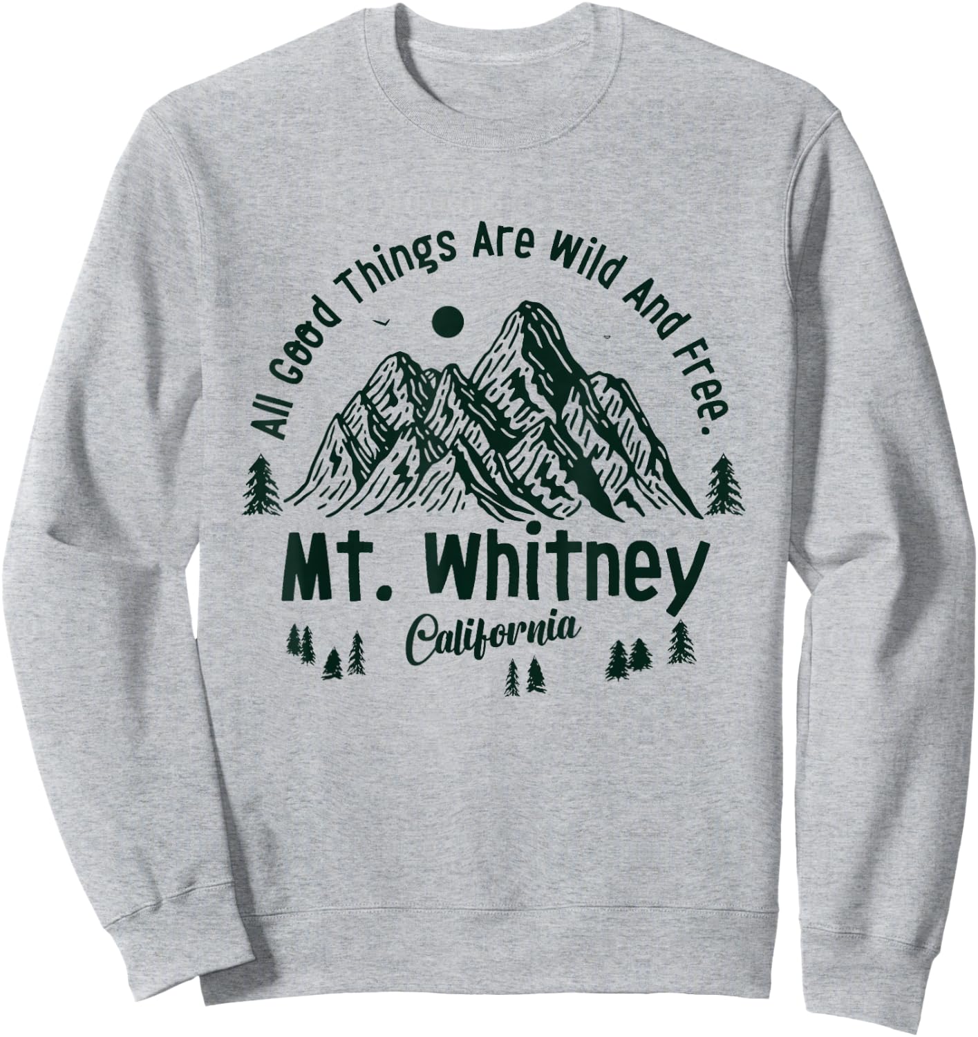 Mt. Whitney Mountains California Hiking Outdoors Vintage Sweatshirt - Sweatshirt | Ash