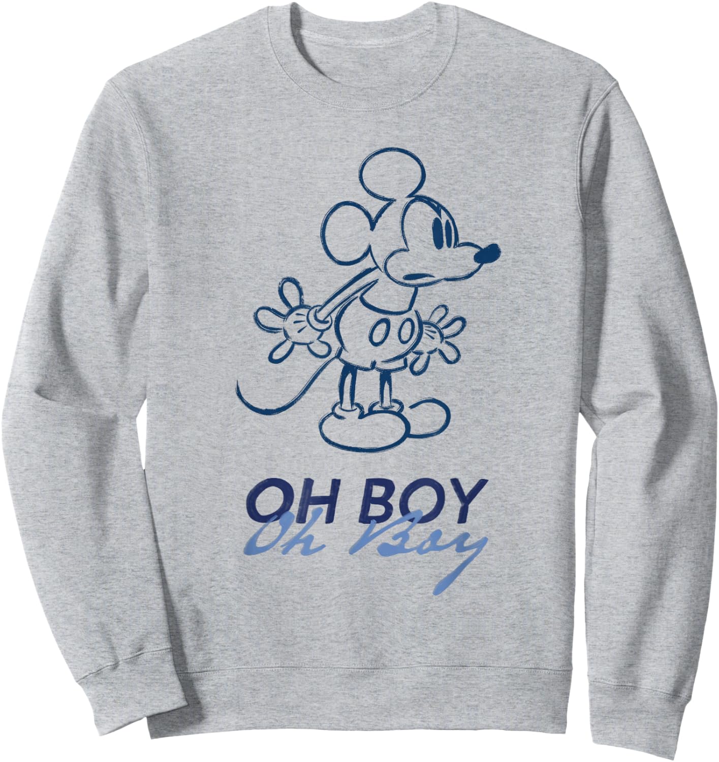 Disney Mickey Mouse Oh Boy Oh Boy Retro Vintage Lineart Sweatshirt - Sweatshirt | Ash