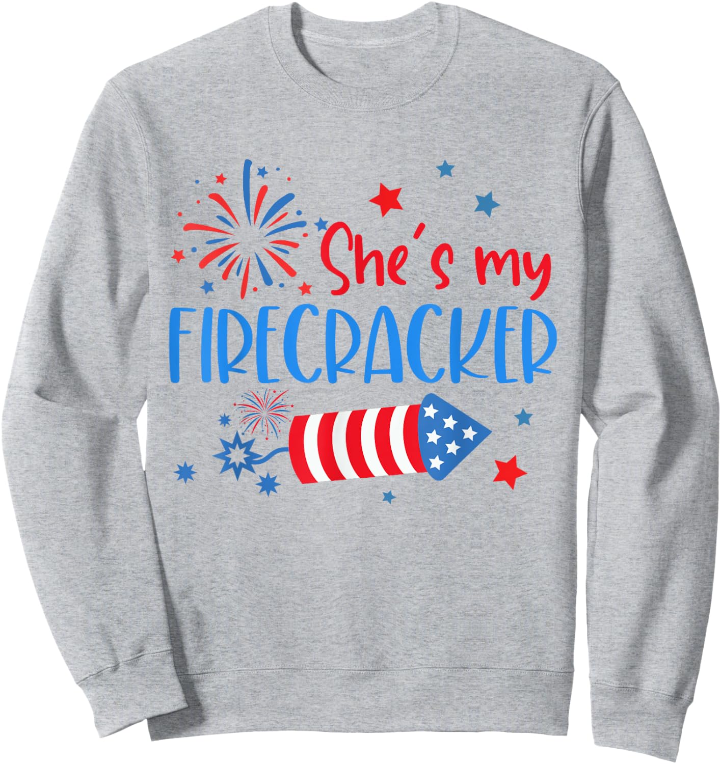 She Is My Firecracker 4th Of July Matching Outfits Couples Sweatshirt - Sweatshirt | Ash