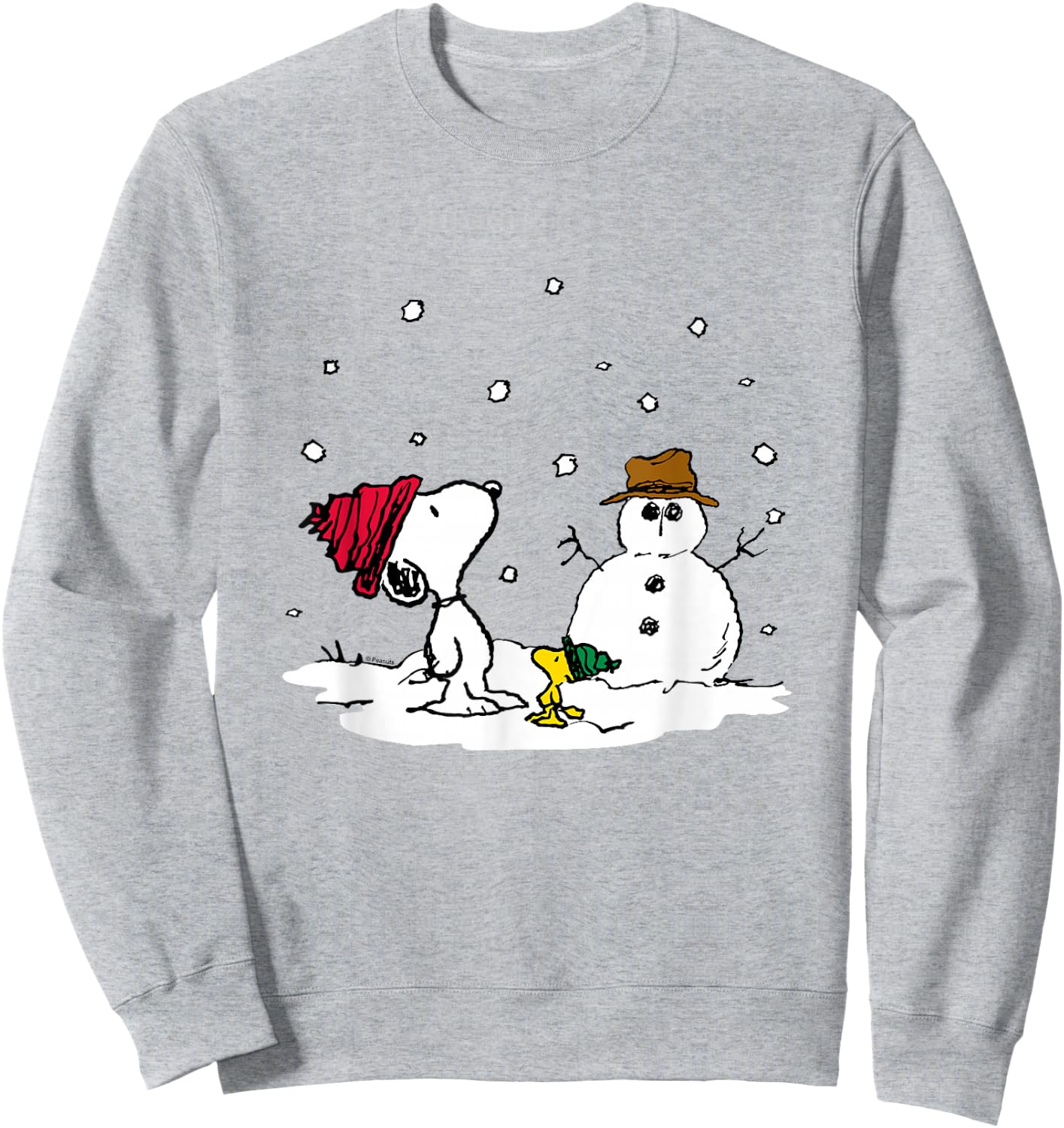 Peanuts - Snoopy Woodstock Snowman Sweatshirt - Sweatshirt | Ash