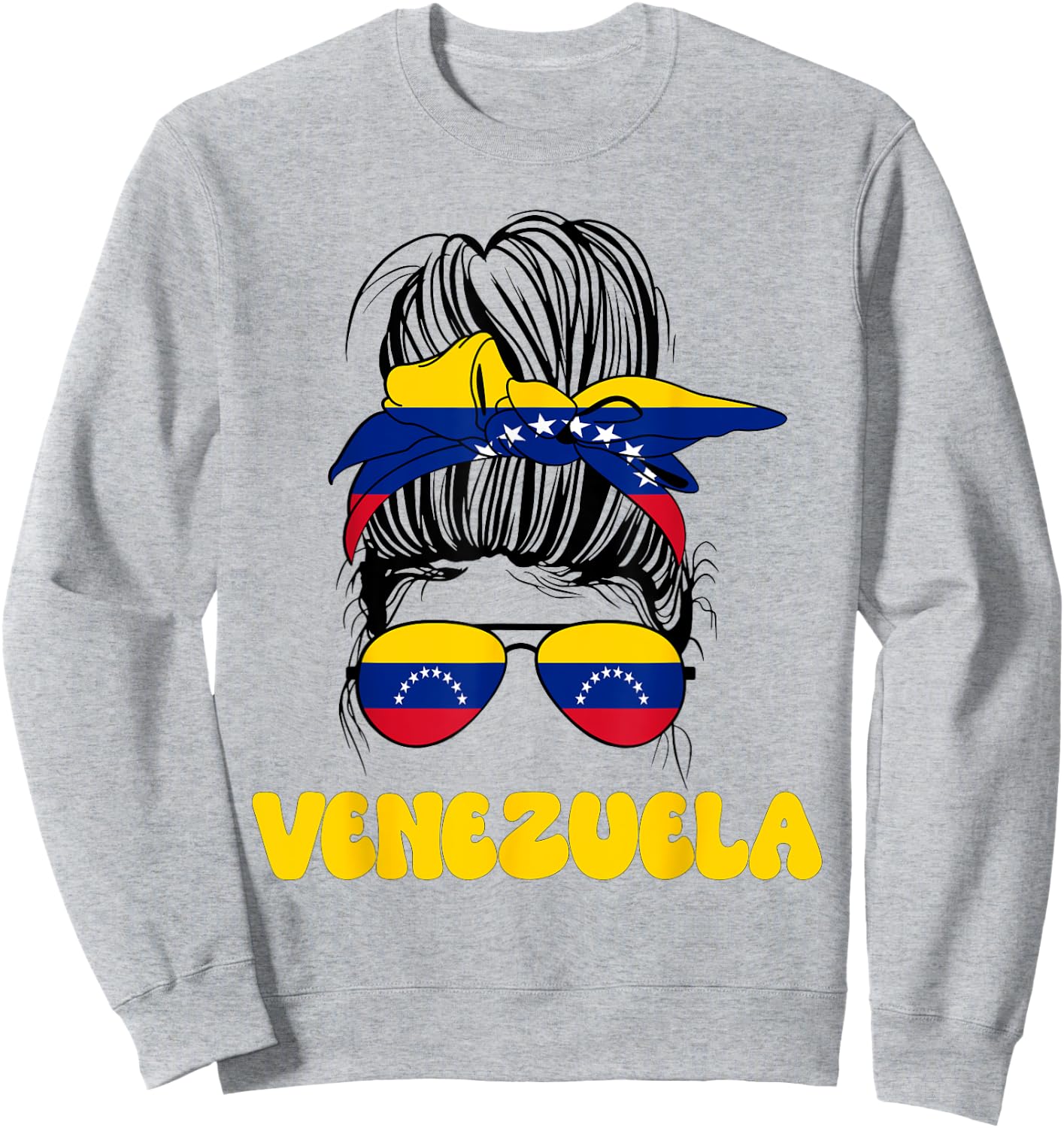 Venezuelan Women Messy Bun, Pride Venezuela Flag For Girls Sweatshirt - Sweatshirt | Ash