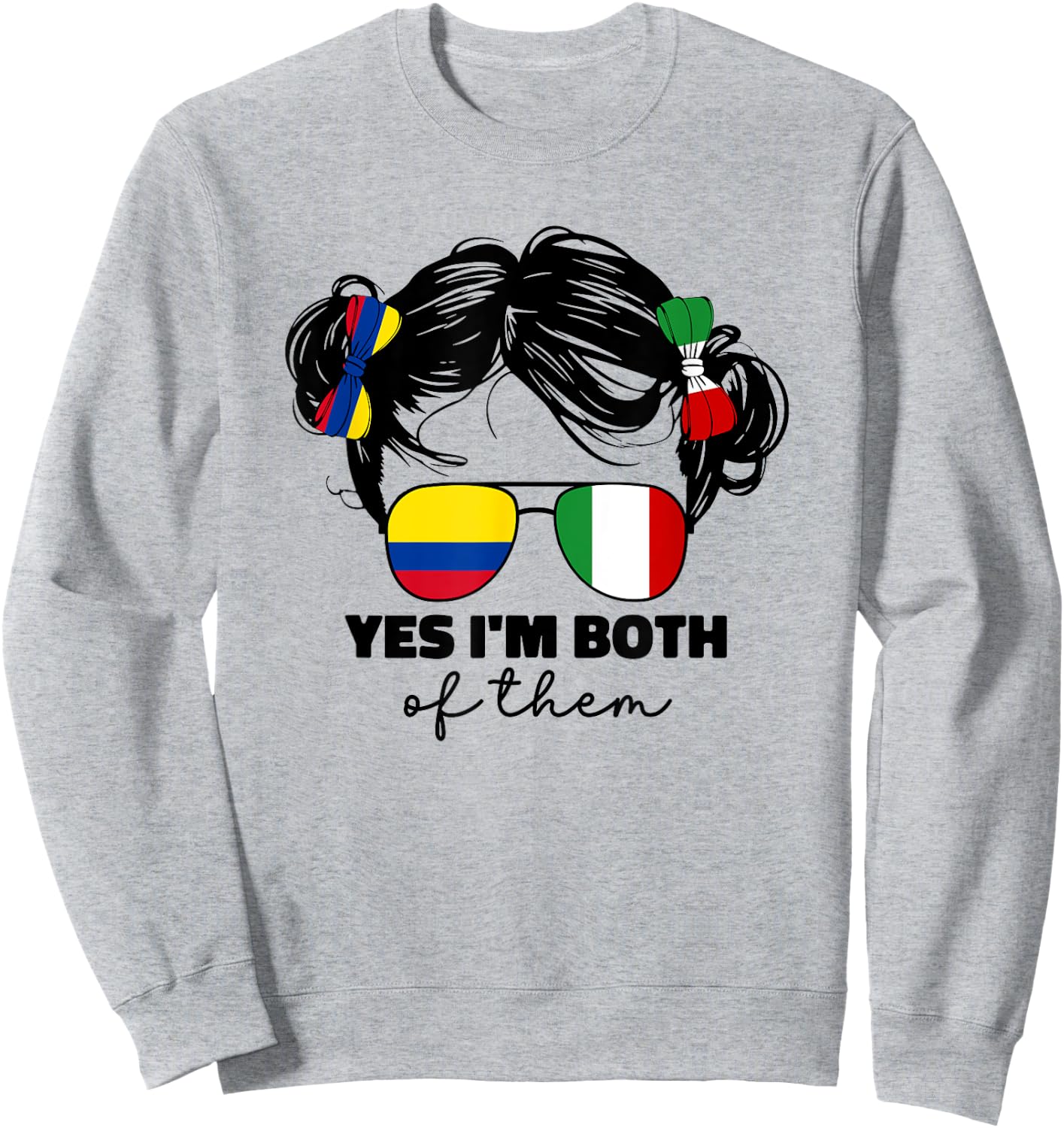 Half Italian And Colombian Colombia Italy Flag Kids Girl Sweatshirt - Sweatshirt | Ash