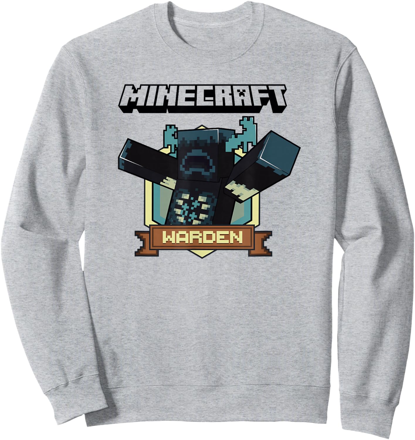 Minecraft Sculk Shriekers Hostile Mob Warden Badge Sweatshirt - Sweatshirt | Ash
