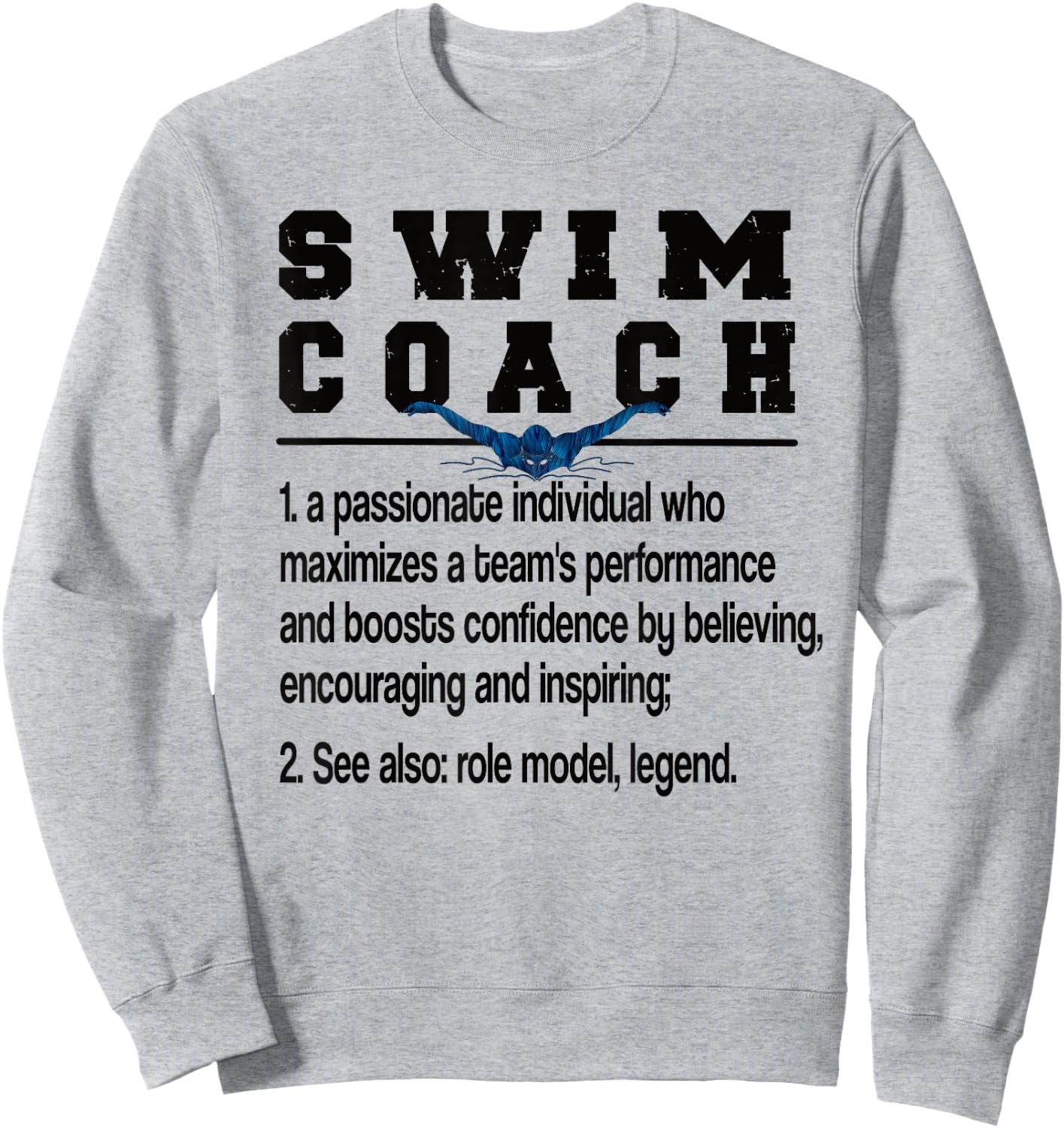 Best Swim Coaching Appreciation -Adults Grey Modern Letter Print Sweatshirt - Sweatshirt | Ash