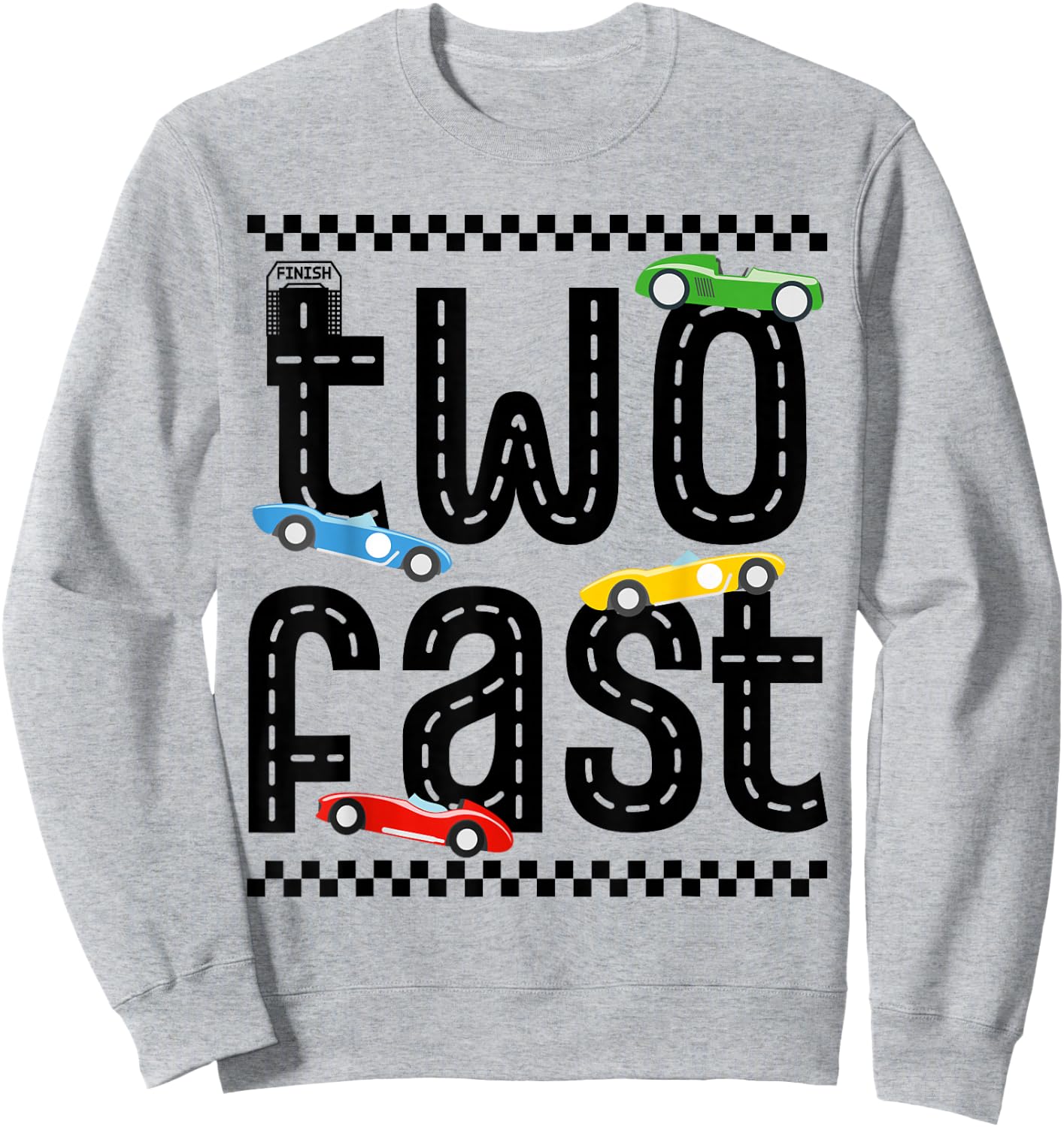 Two Fast 2 Curious Birthday 2 Years Old Race Car Speed Sweatshirt - Sweatshirt | Ash