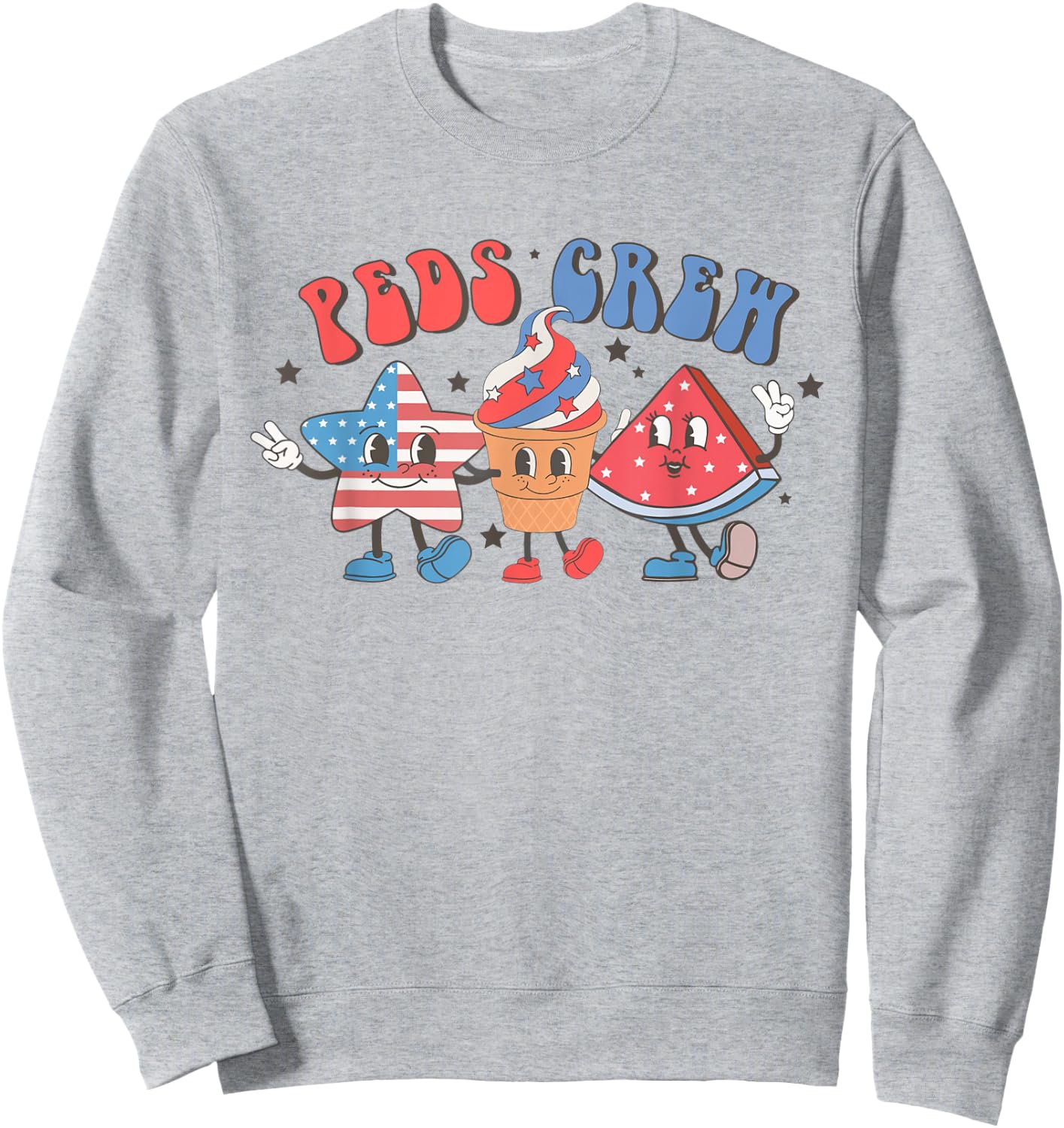 Retro Peds Crew Pediatric Nurse 4th Of July Independence Day Sweatshirt - Sweatshirt | Ash