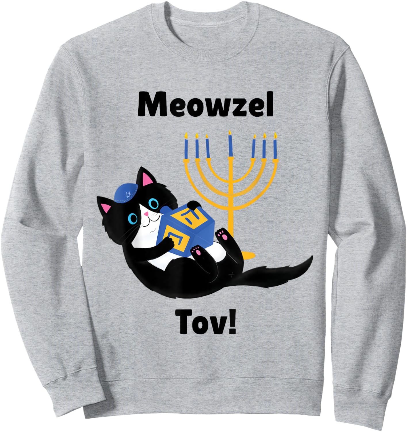 MeowzeL Tov | Hanukkah Cat Women Girls Kids Sweatshirt - Sweatshirt | Ash
