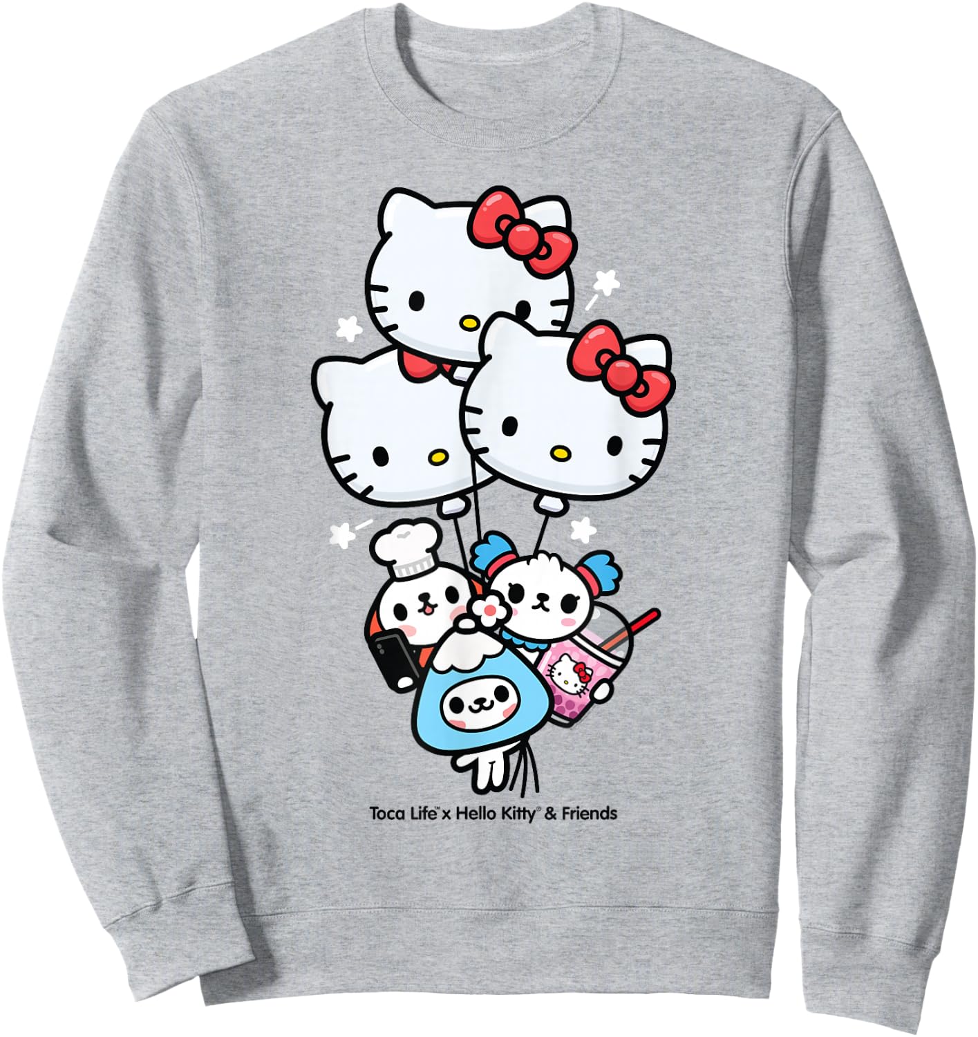 Toca Life x Hello Kitty & Friends Balloons Sweatshirt - Sweatshirt | Ash