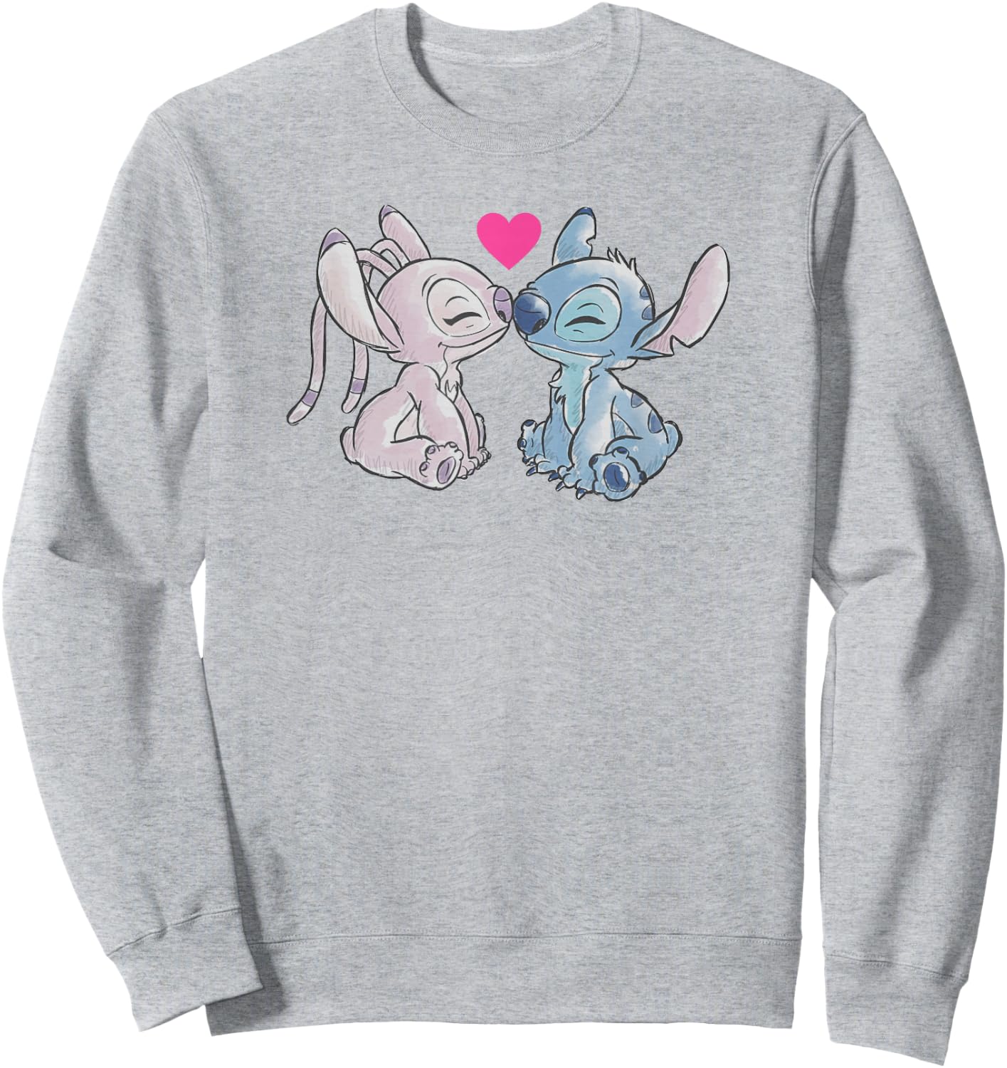 Disney Lilo & Stitch Valentine's Day Stitch & Angel Couple Sweatshirt - Sweatshirt | Ash