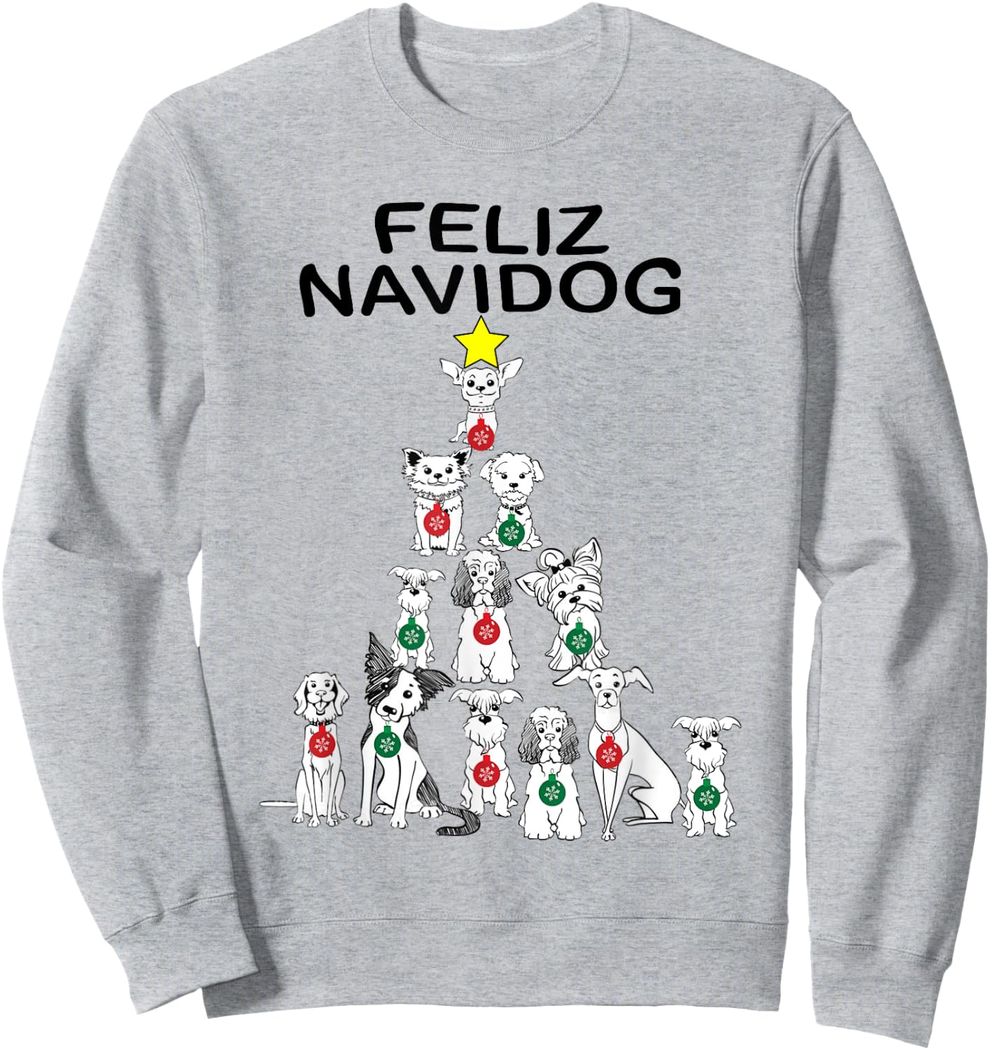 Feliz Navidog Funny Christmas Dog Cute Xmas Tree Dog Men Women Kids Sweatshirt - Sweatshirt | Ash