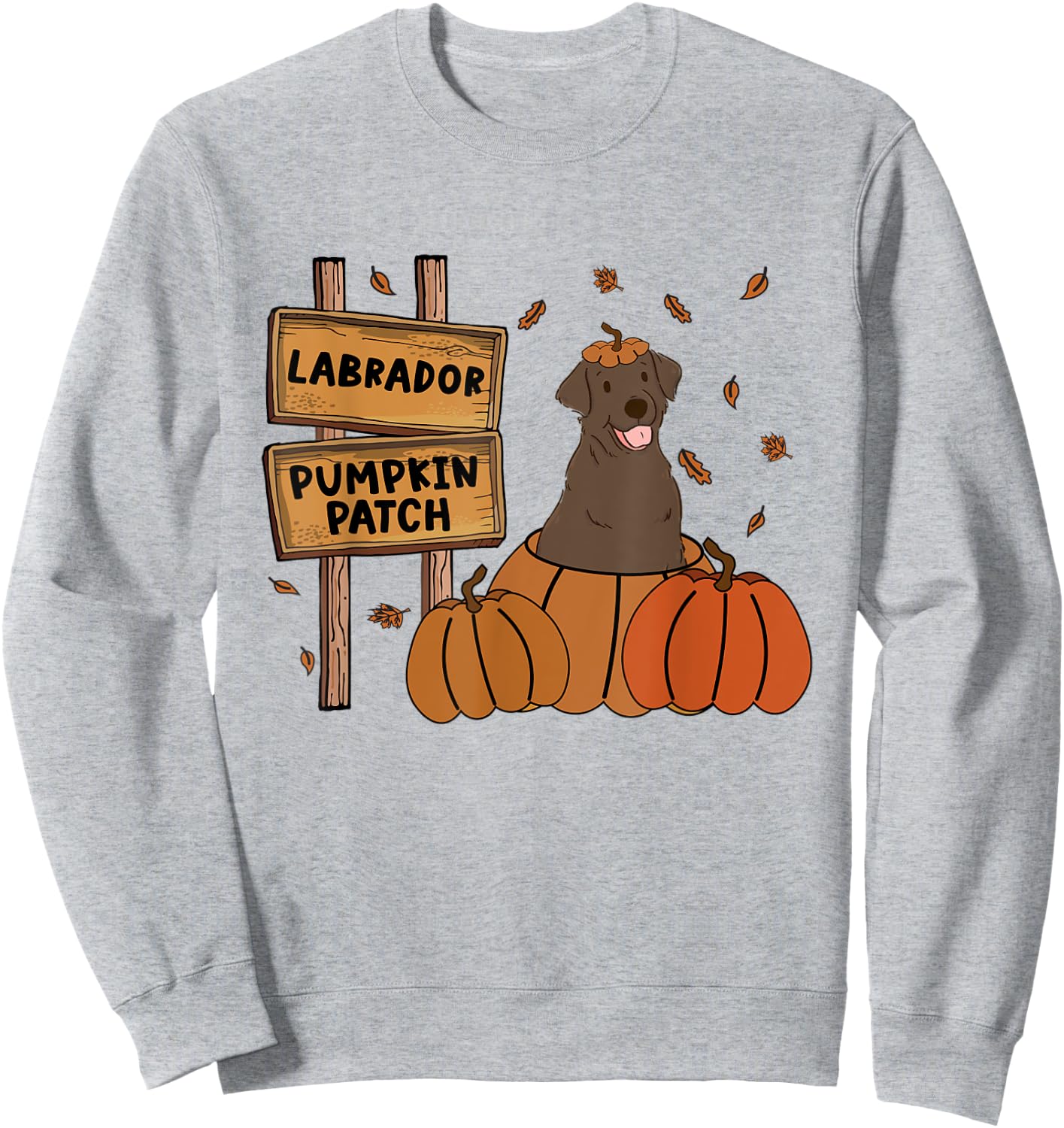 Labrador Pumpkin Patch Lab Lovers Thanksgiving Halloween Sweatshirt - Sweatshirt | Ash