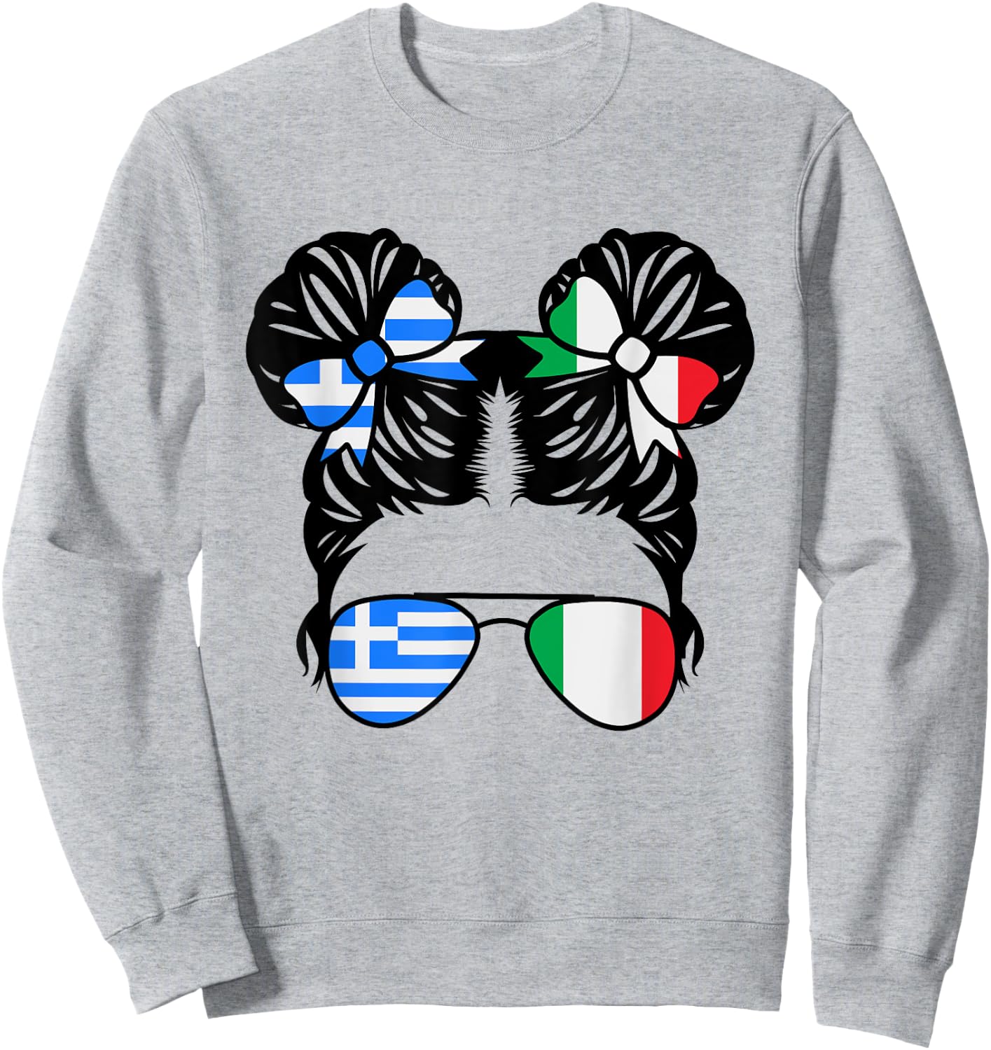 Half Greek Half Italian Girl Greece Kids Heritage Sweatshirt - Sweatshirt | Ash