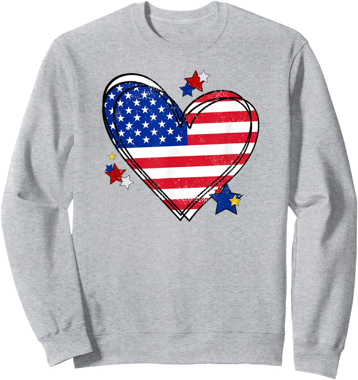 USA Heart Flag Sweatshirt - Sweatshirt | Ash