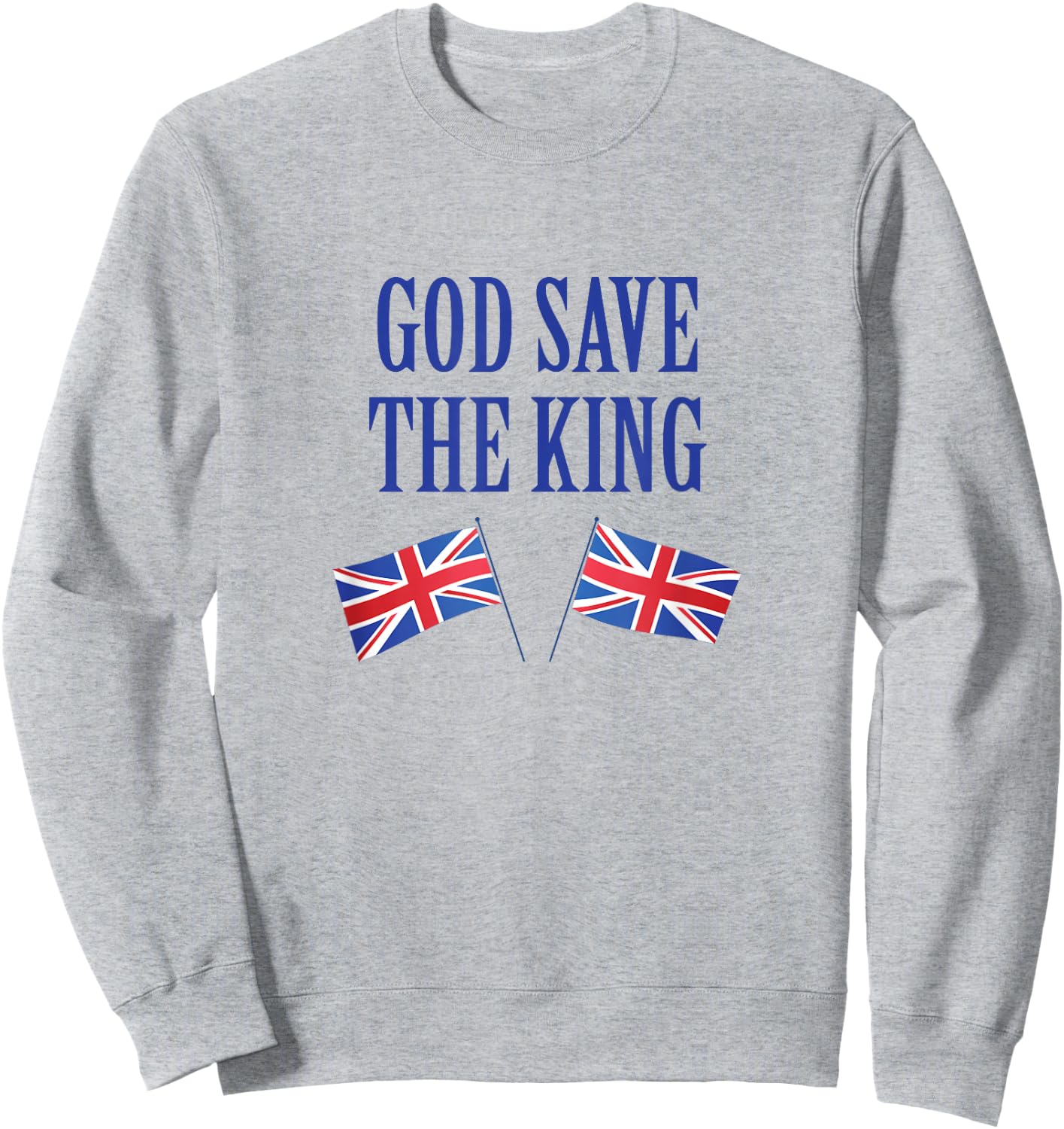 God Save The King with Union Jack flags, King Charles Sweatshirt - Sweatshirt | Ash