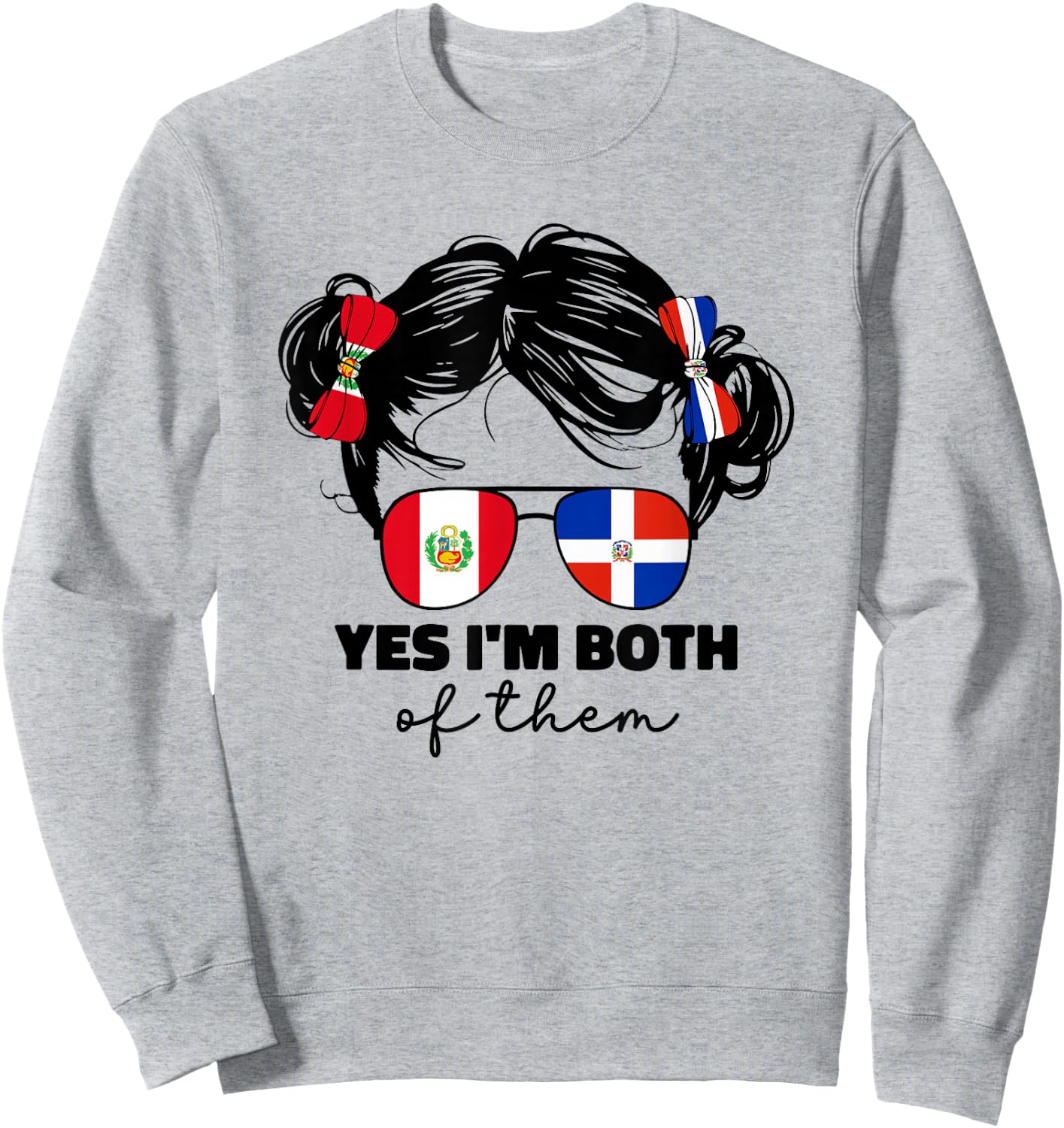 Half Dominican And Half Peruvian Peru Flag Kids Girl Mix Sweatshirt - Sweatshirt | Ash
