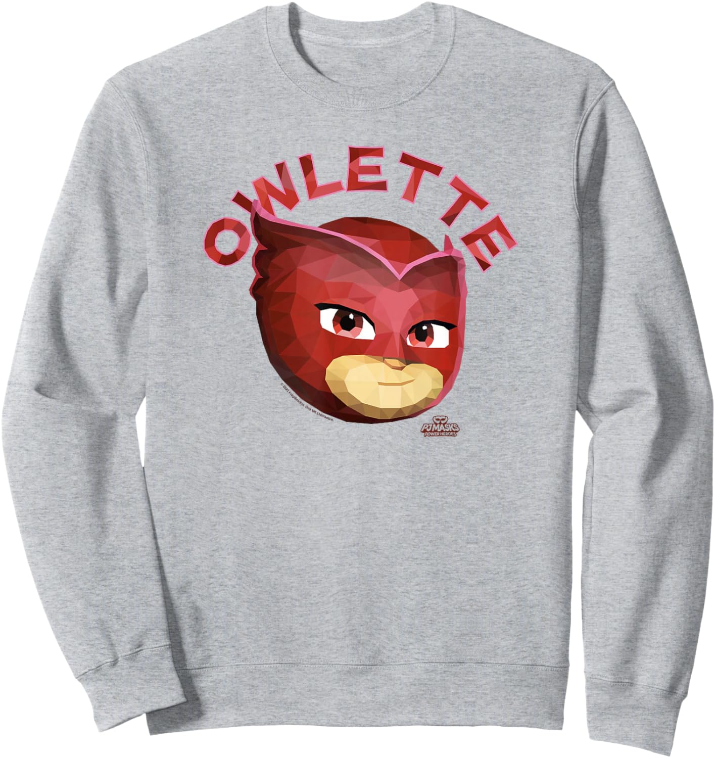 PJ Masks Owlette Power Hero Art Big Face Logo Sweatshirt - Sweatshirt | Ash
