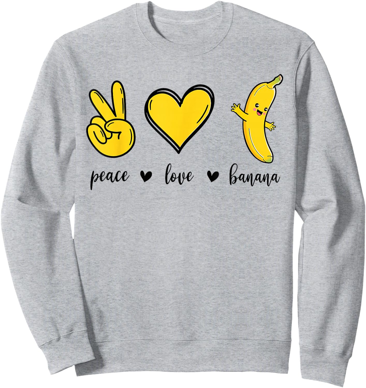 Peace Love Bananas, Fresh Banana Gift Fruit Lover Vegan Sweatshirt - Sweatshirt | Ash