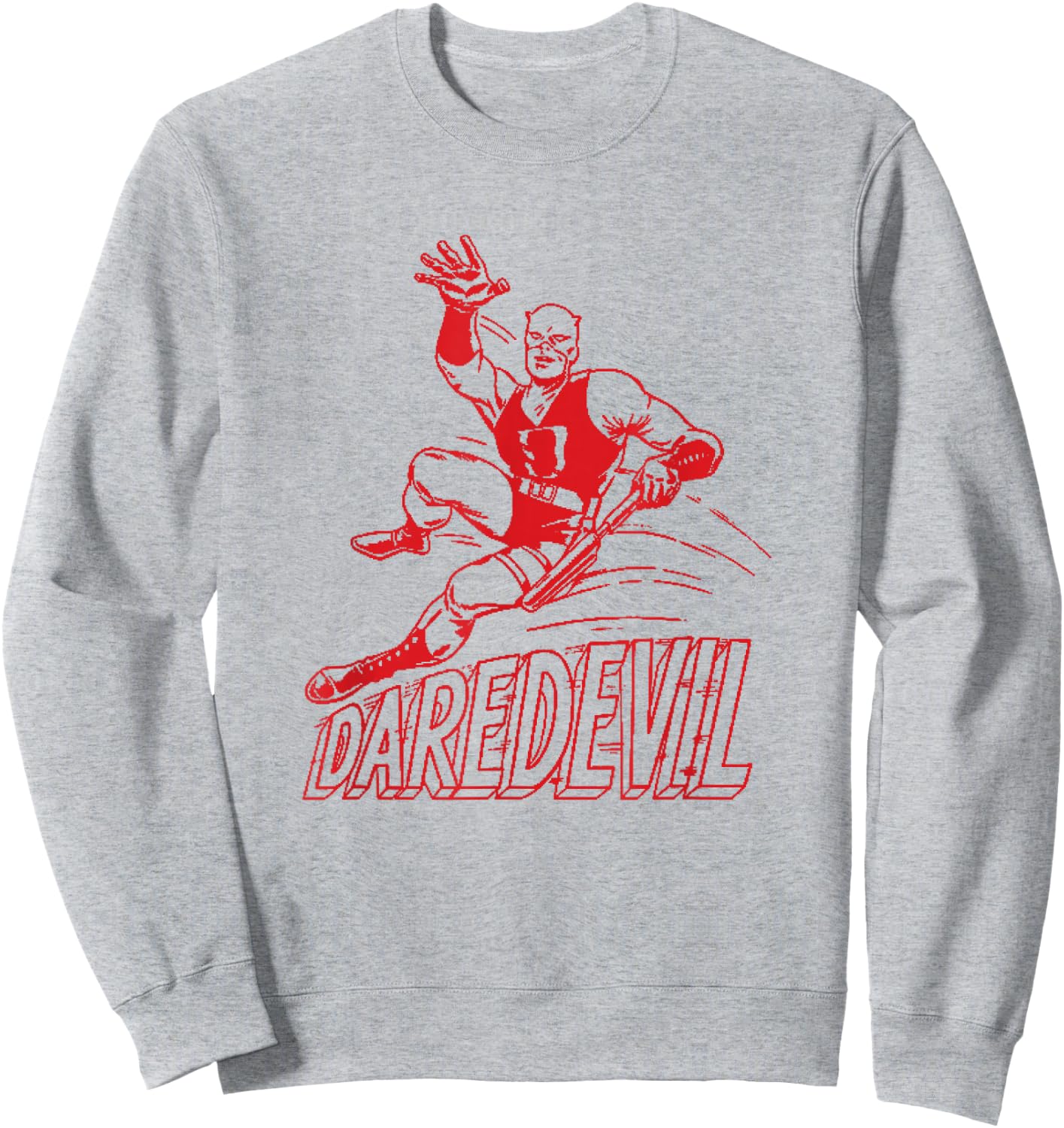 Marvel Comics Retro Classic Daredevil Vintage Suit Outline Sweatshirt - Sweatshirt | Ash